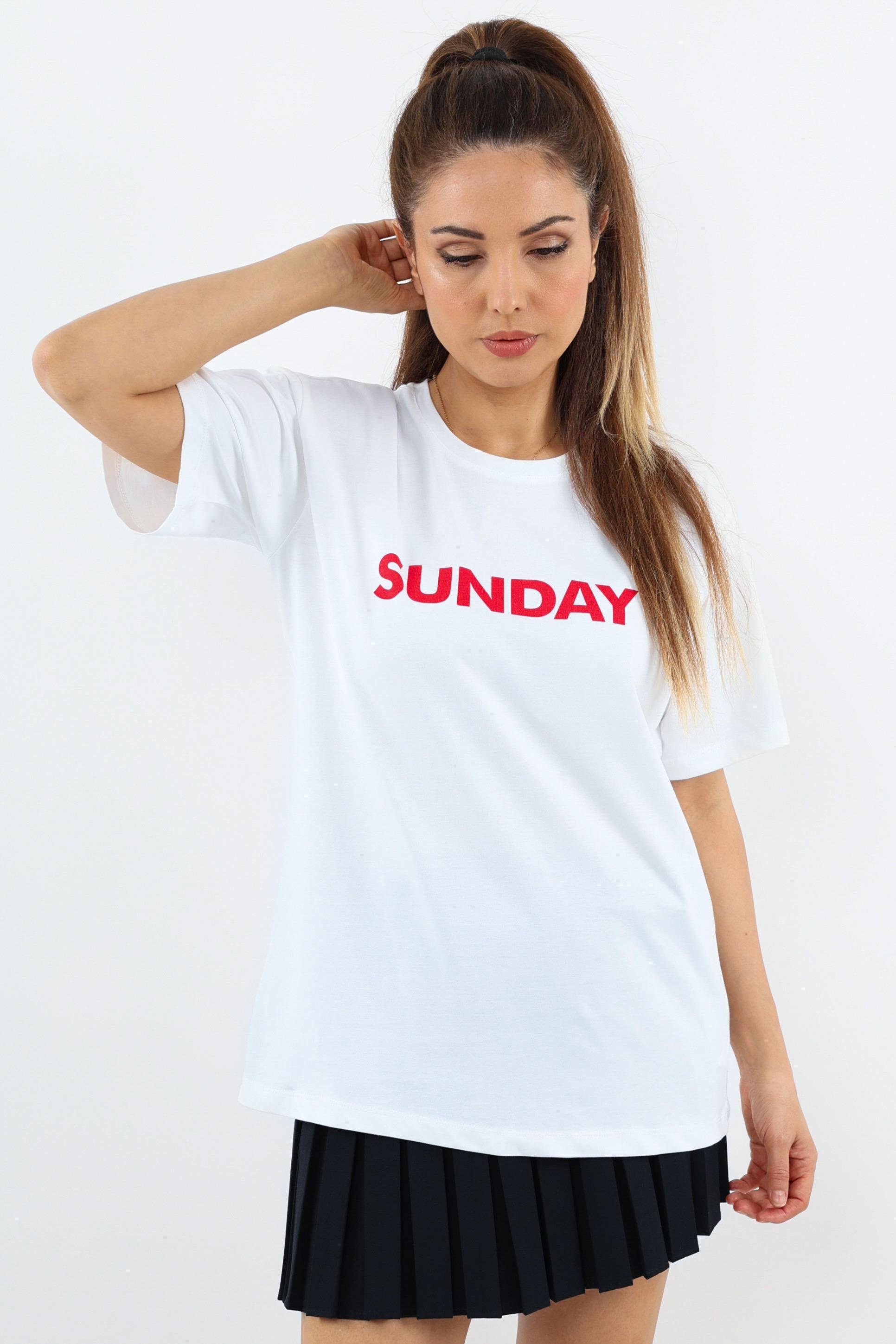 Kadın Motto Yazılı Oversize %100 Pamuk Uzun T-Shirt