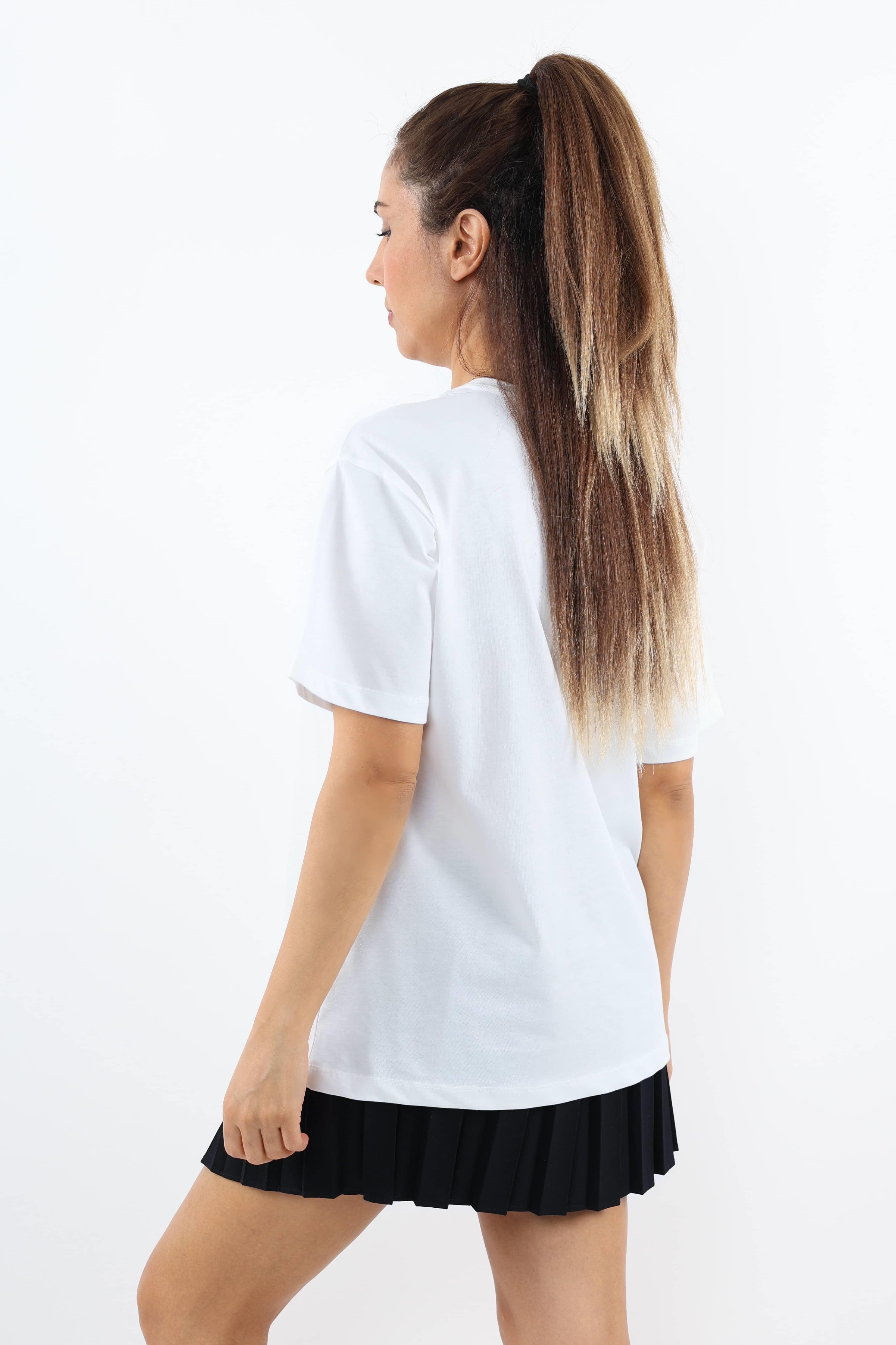 Kadın Motto Yazılı Oversize %100 Pamuk Uzun T-Shirt