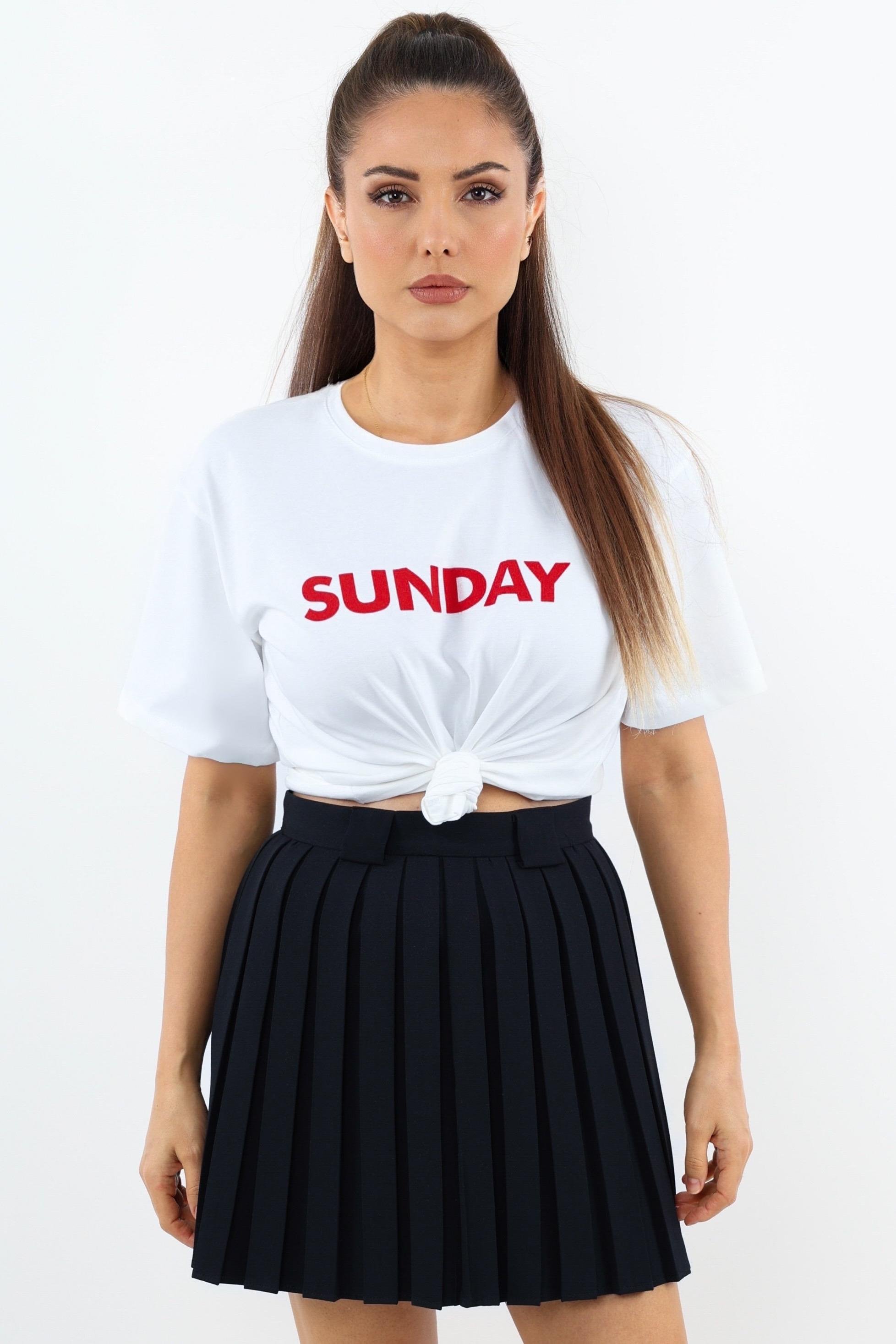 Kadın Motto Yazılı Oversize %100 Pamuk Uzun T-Shirt