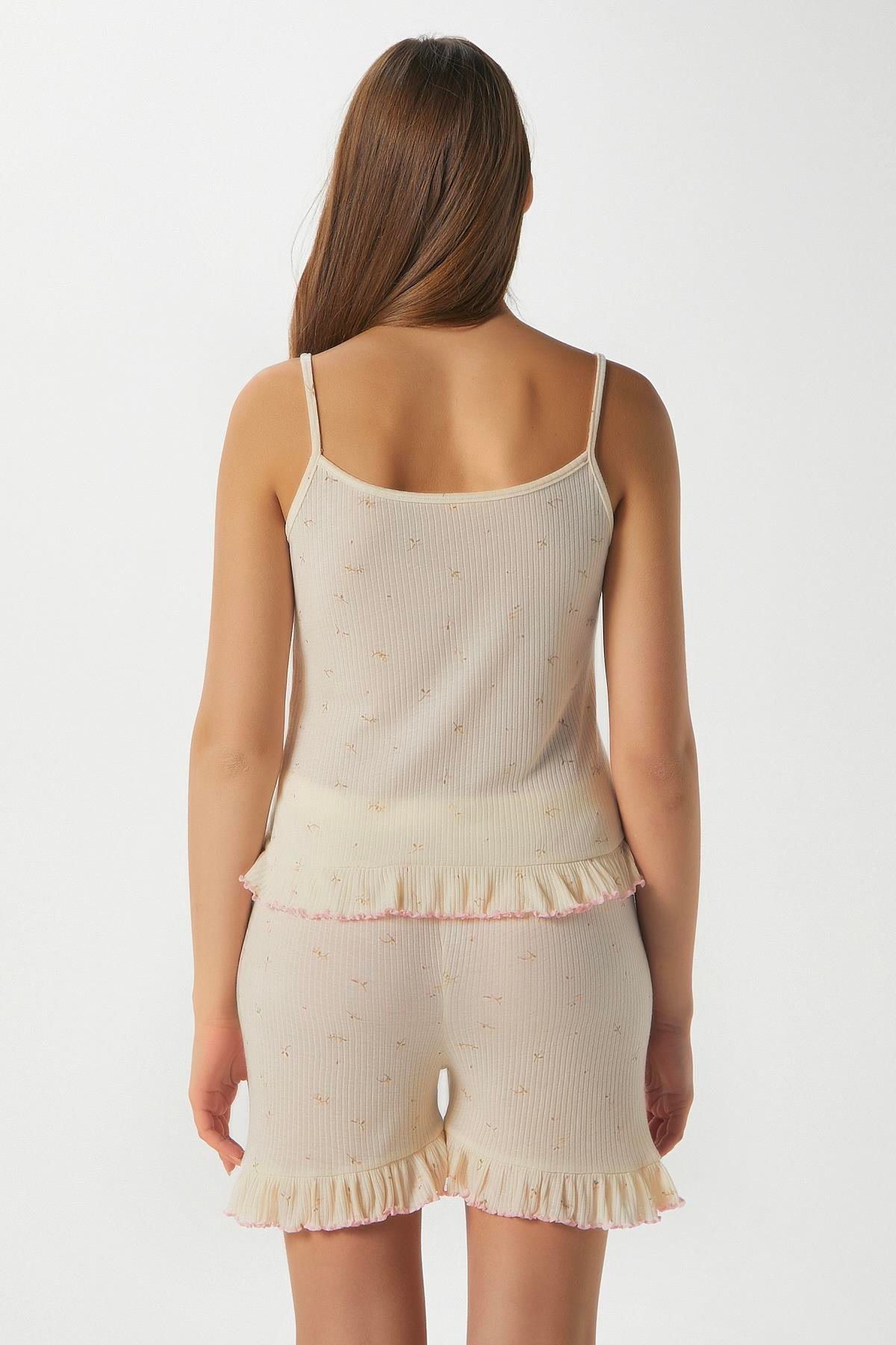 Kadın Paula Terayağ Sarısı Fırfır Şortlu Pijama Takımı
