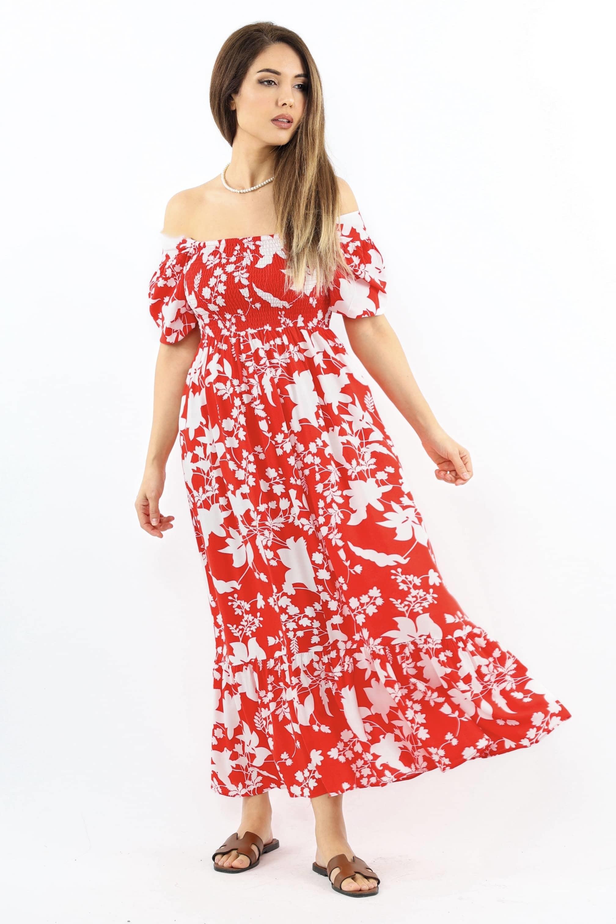 Kadın Positano Kırmızı Gipeli Viskon Uzun Elbise