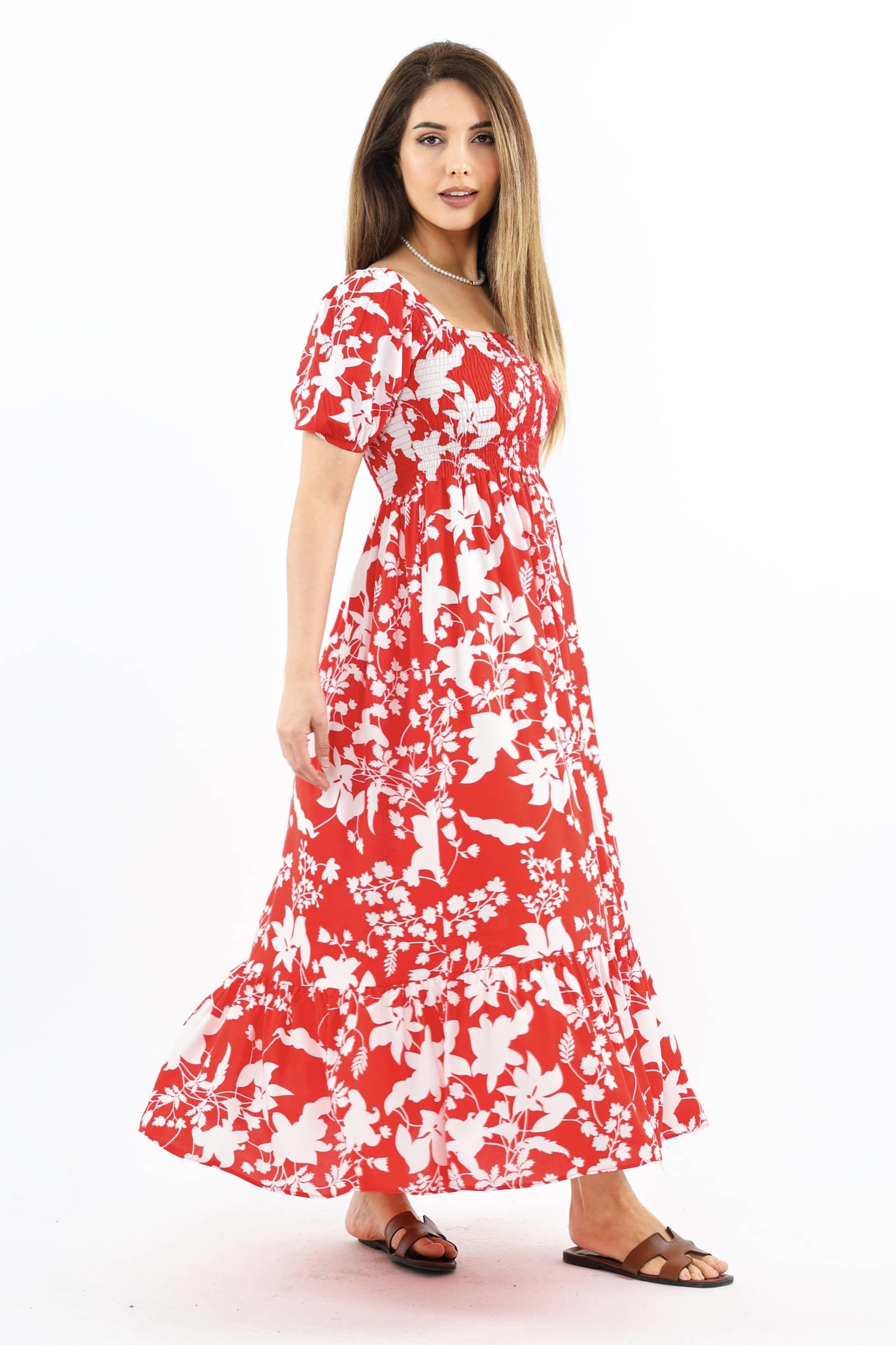 Kadın Positano Kırmızı Gipeli Viskon Uzun Elbise