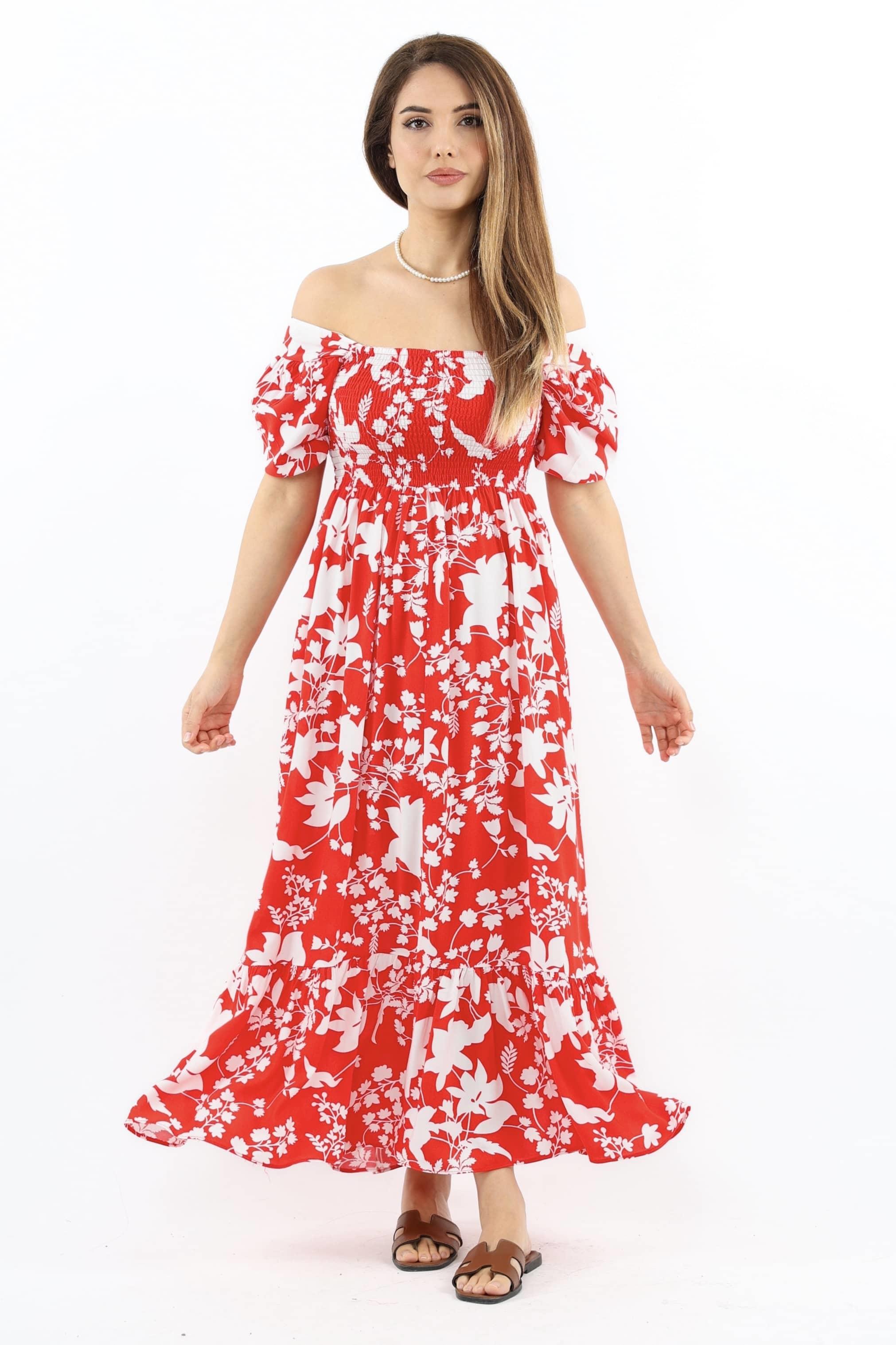 Kadın Positano Kırmızı Gipeli Viskon Uzun Elbise