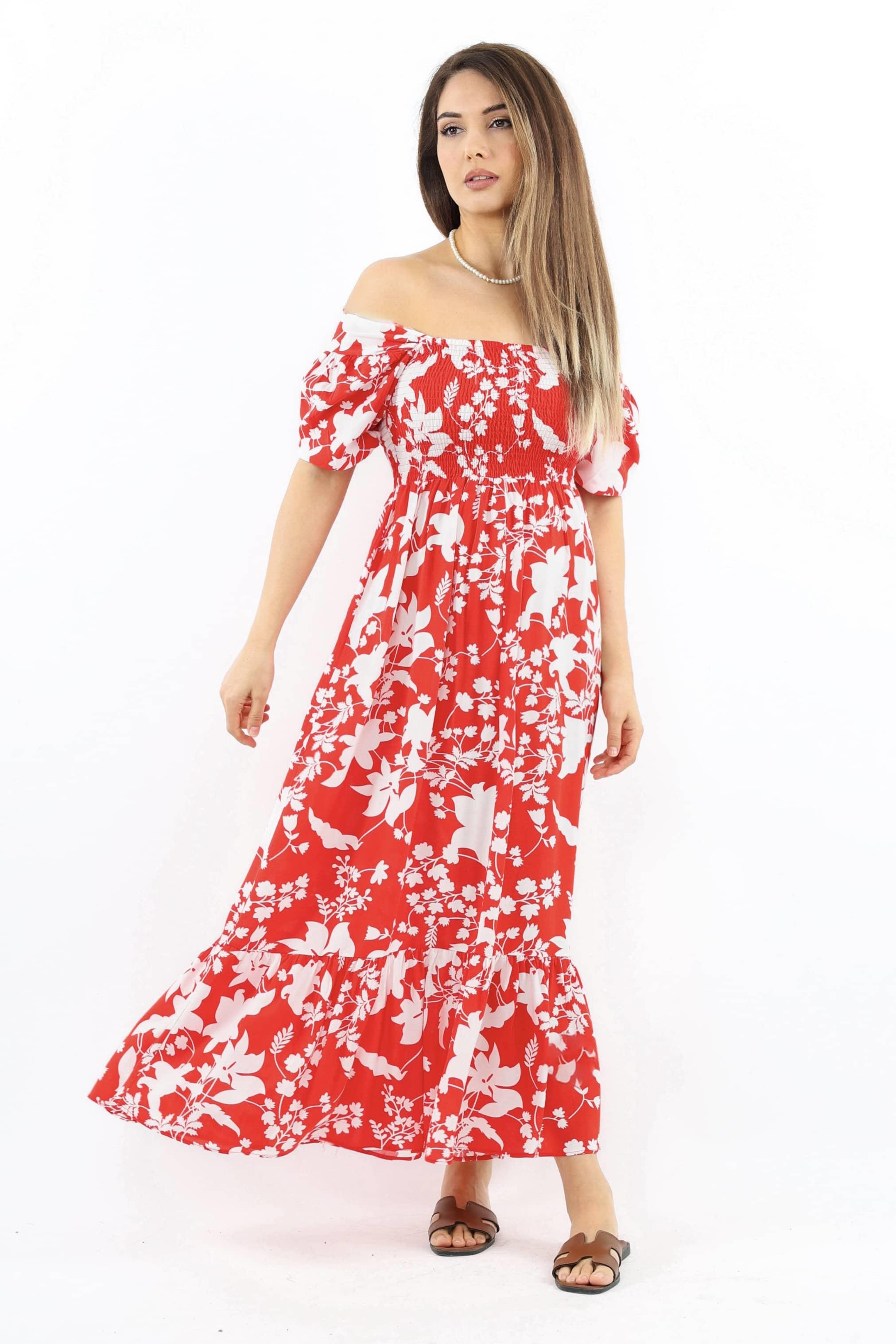 Kadın Positano Kırmızı Gipeli Viskon Uzun Elbise