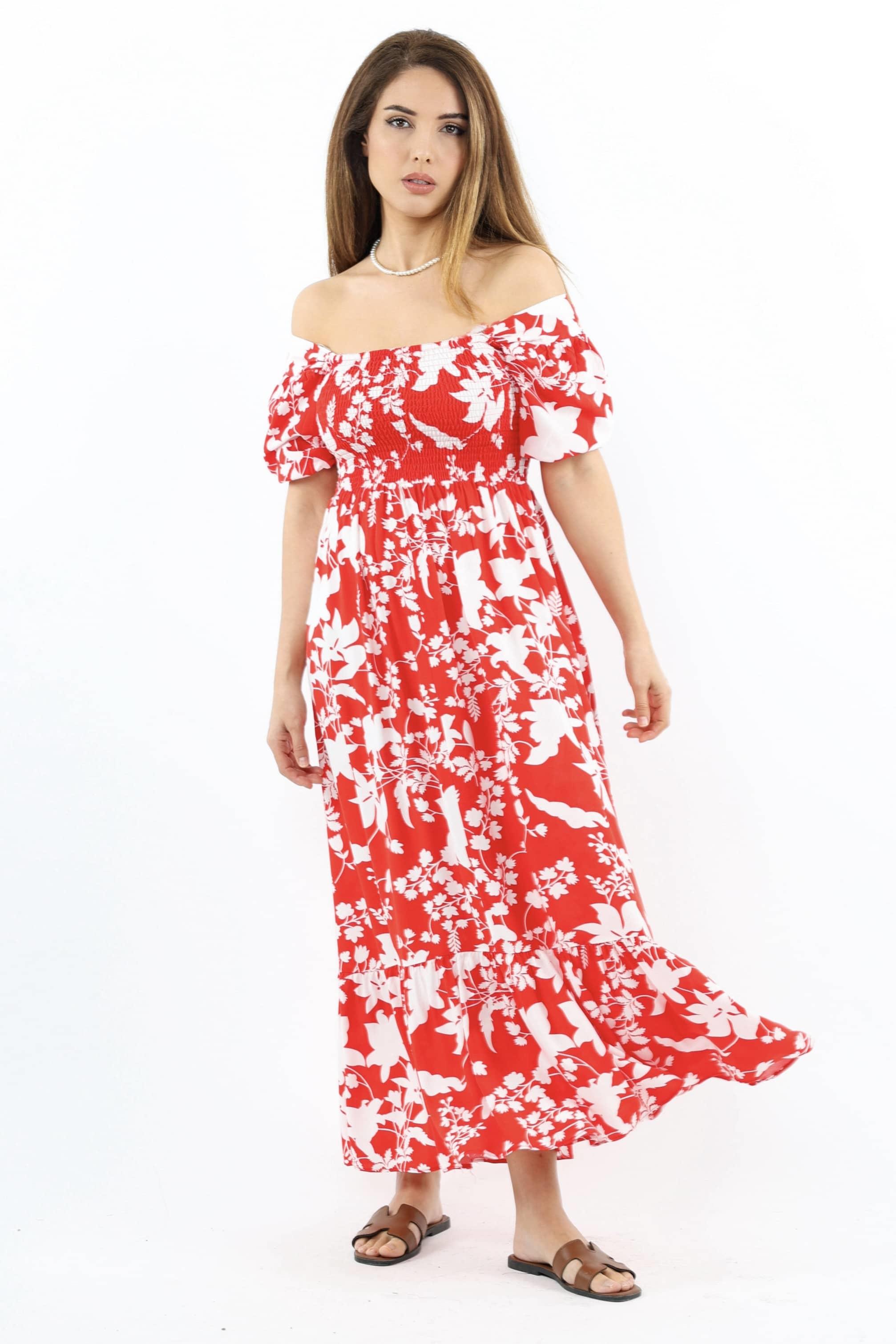 Kadın Positano Kırmızı Gipeli Viskon Uzun Elbise