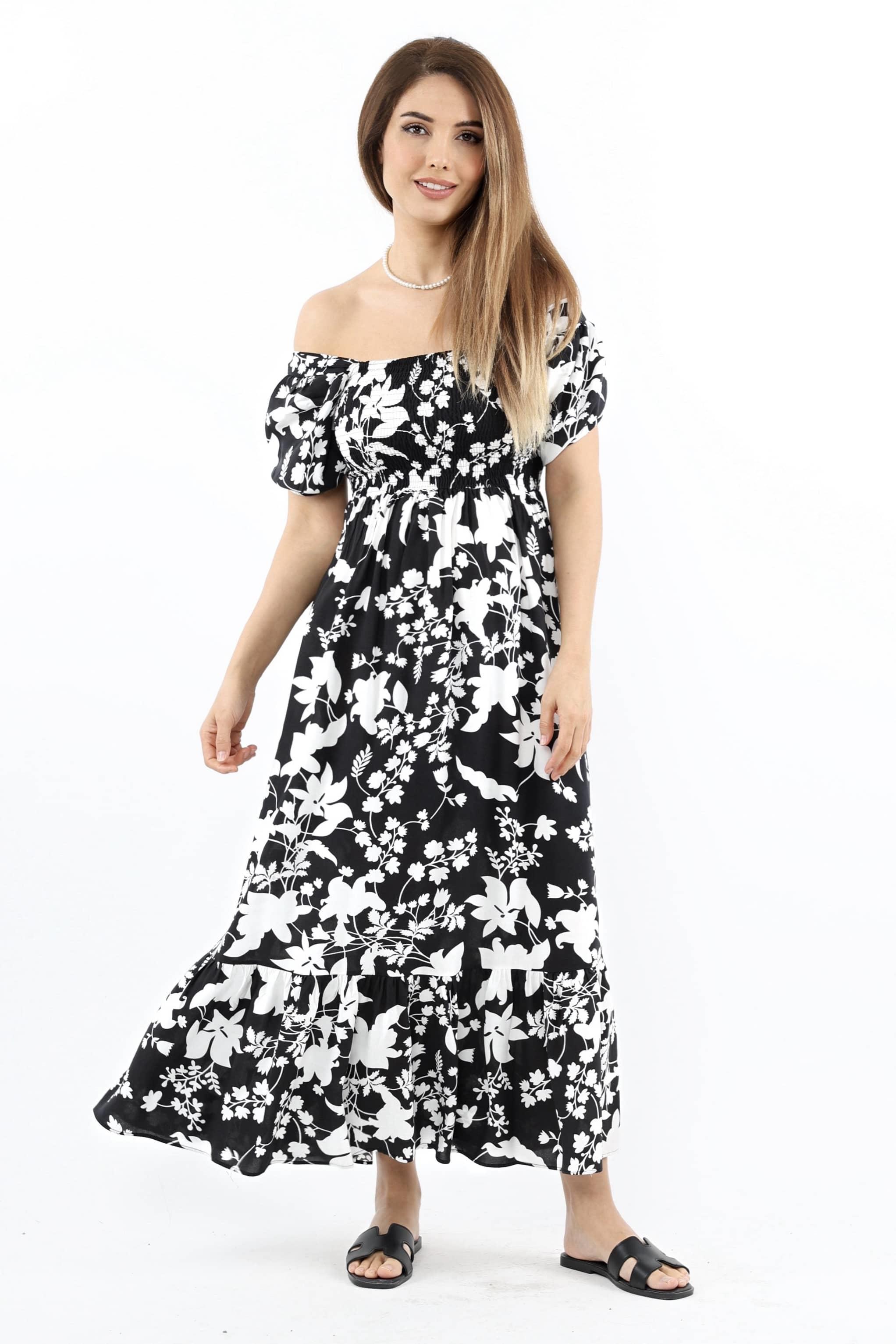 Kadın Positano Siyah Gipeli Viskon Uzun Elbise