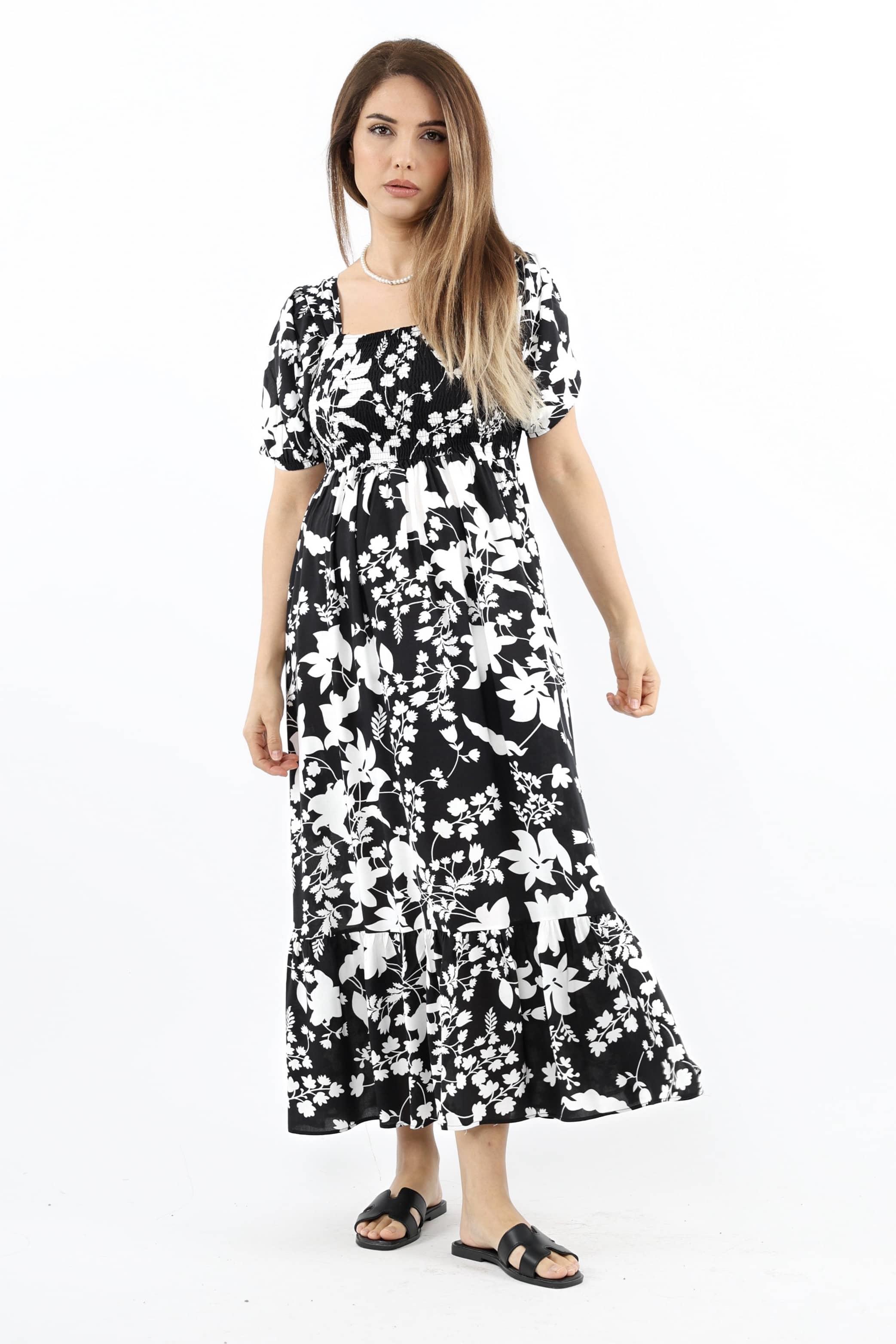 Kadın Positano Siyah Gipeli Viskon Uzun Elbise