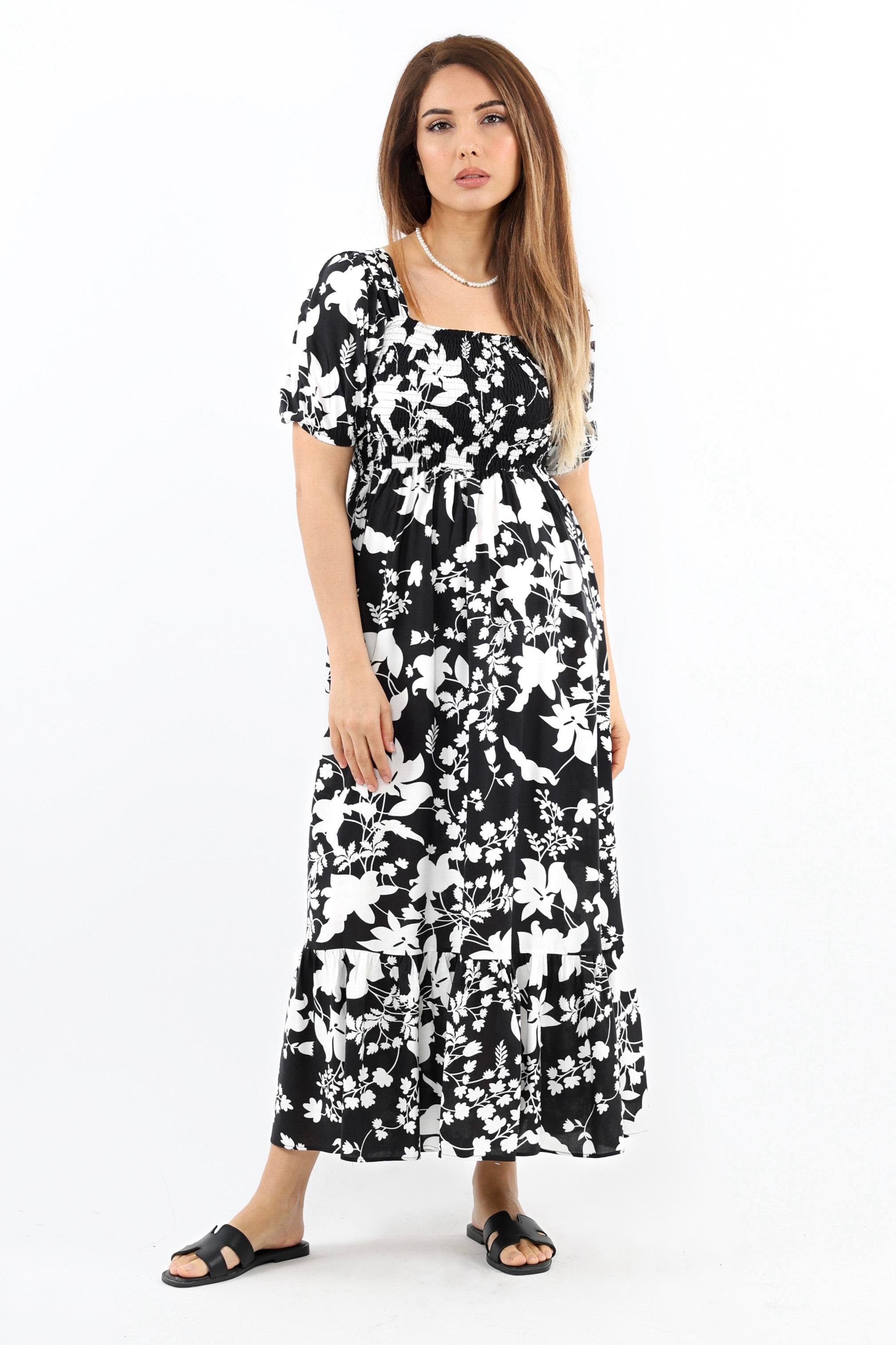 Kadın Positano Siyah Gipeli Viskon Uzun Elbise