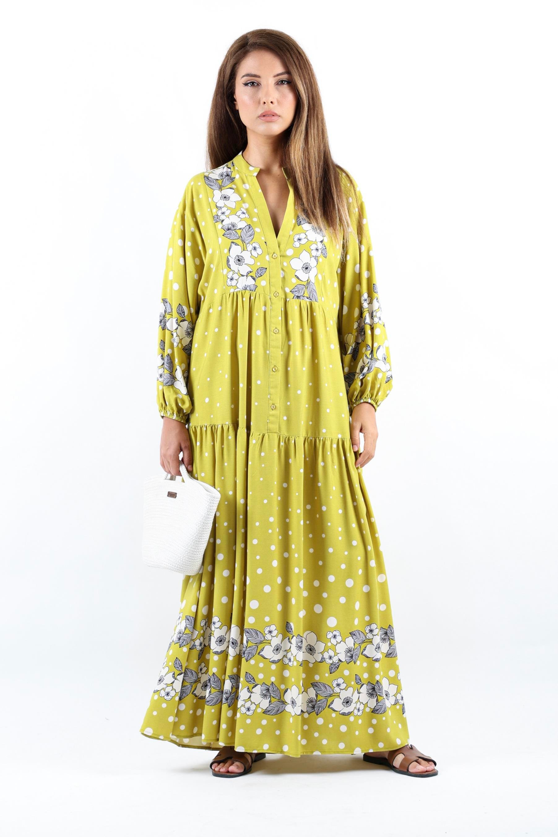 Kadın Prive Dreamy %100 Viskon Yağ Yeşili Maksi Boy Uzun Yazlık Elbise