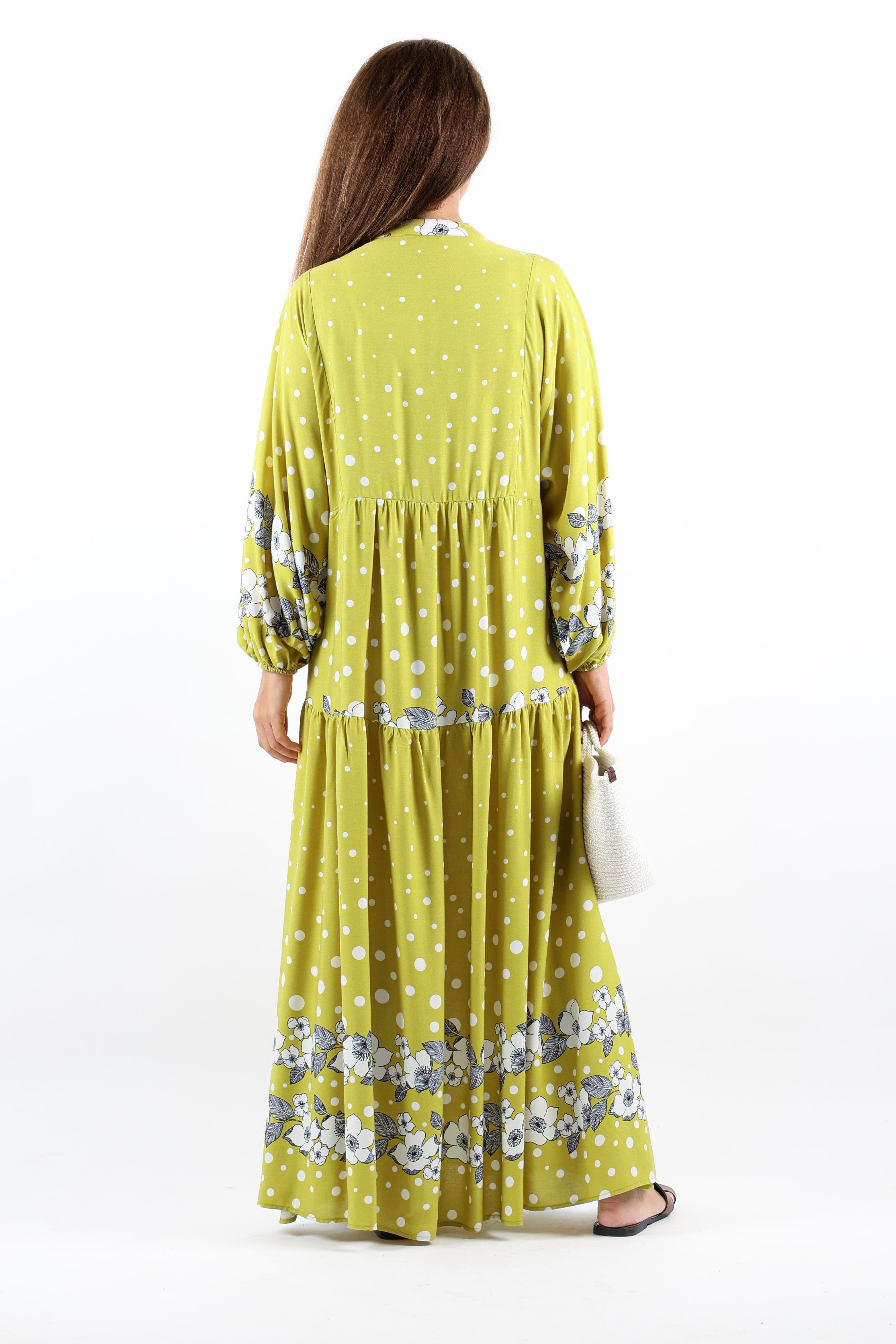 Kadın Prive Dreamy %100 Viskon Yağ Yeşili Maksi Boy Uzun Yazlık Elbise