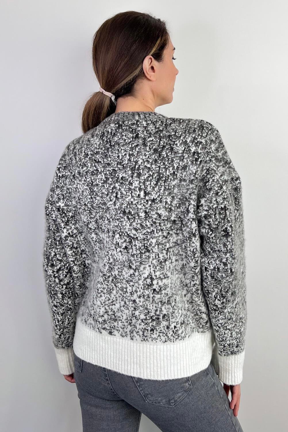 Kadın Snowy Tüylü Füme Krem Taşlı Kazak