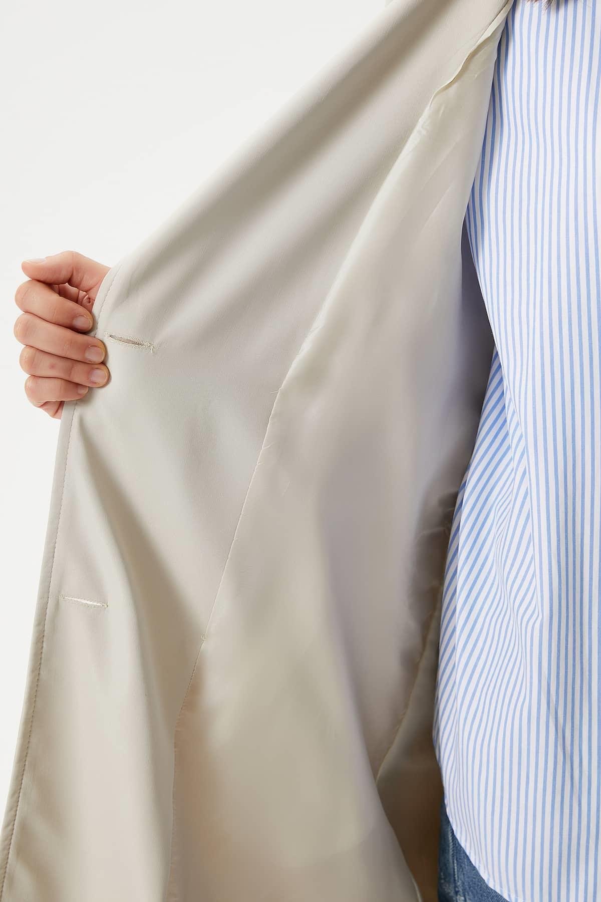 Kadın Style Astarlı Kapaklı Taş Trençkot