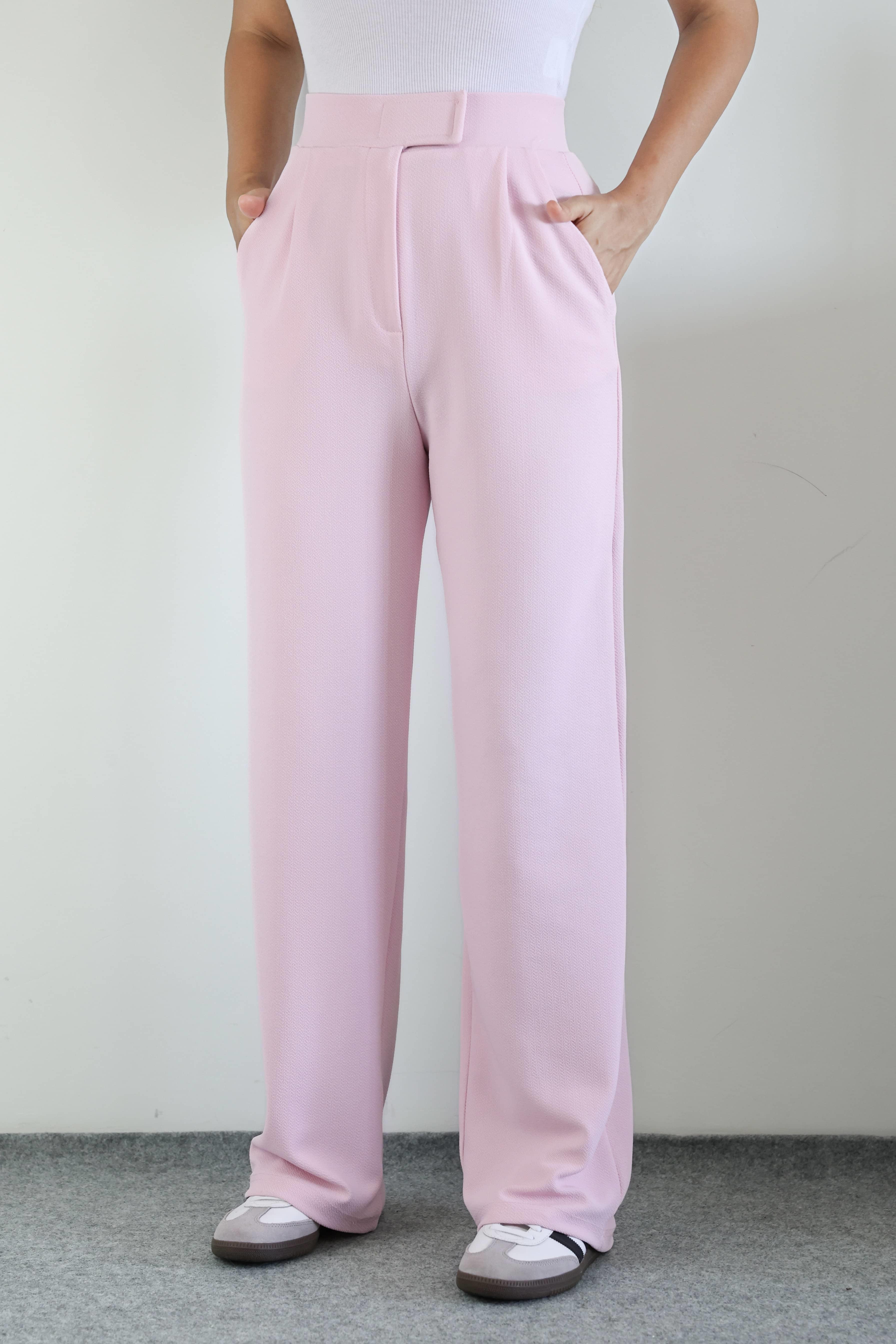 Line Kadın Likralı Cırt Kapama Pembe Palazzo Pantolon