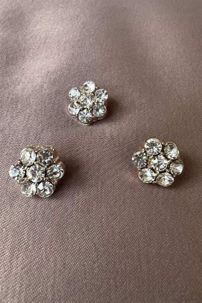 Papatya 3'lü Set Gold Metal Üzeri Taş Düğme 1,4 cm
