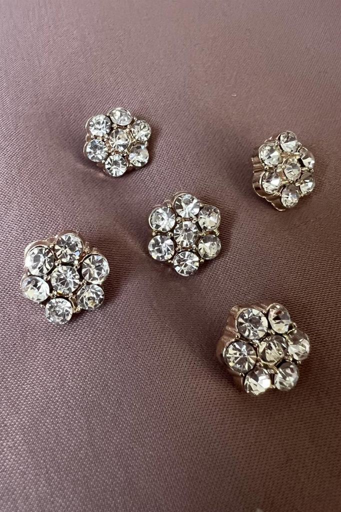 Papatya 5'li Set Gold Metal Üzeri Taş Düğme 1,4 cm