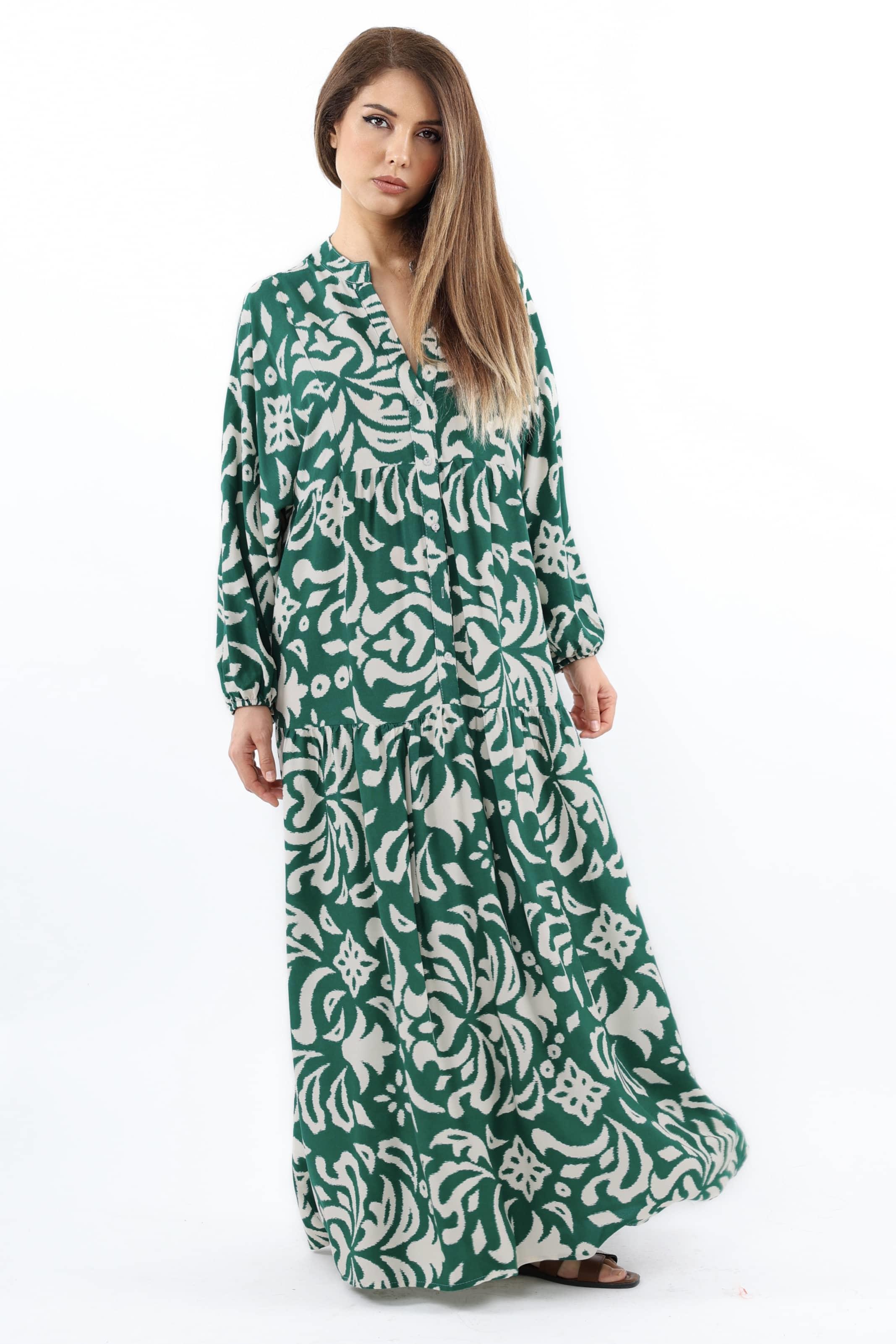 Prive Kadın Showy Zümrüt Yeşili %100 Viskon Maksi Boy Elbise