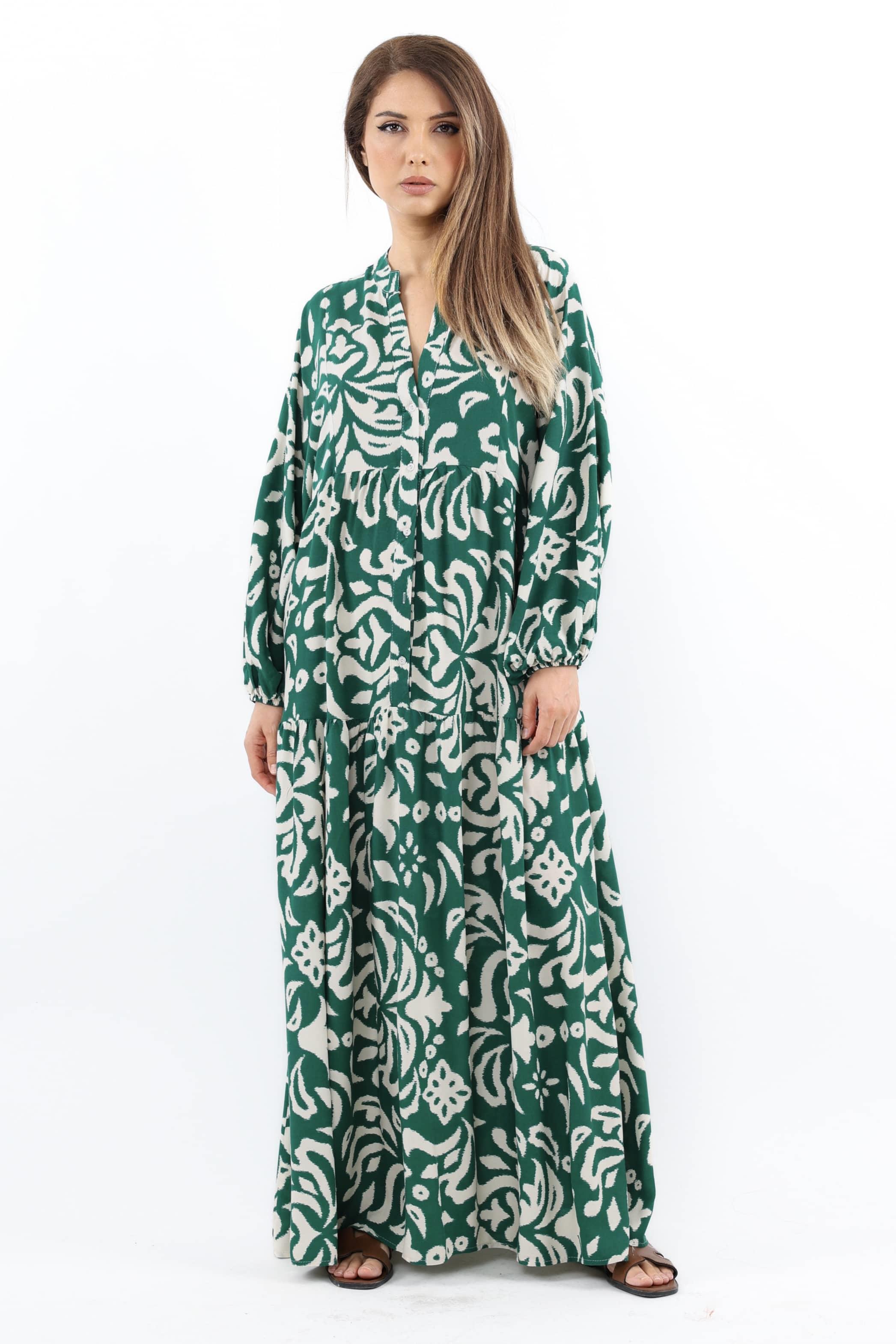 Prive Kadın Showy Zümrüt Yeşili %100 Viskon Maksi Boy Elbise