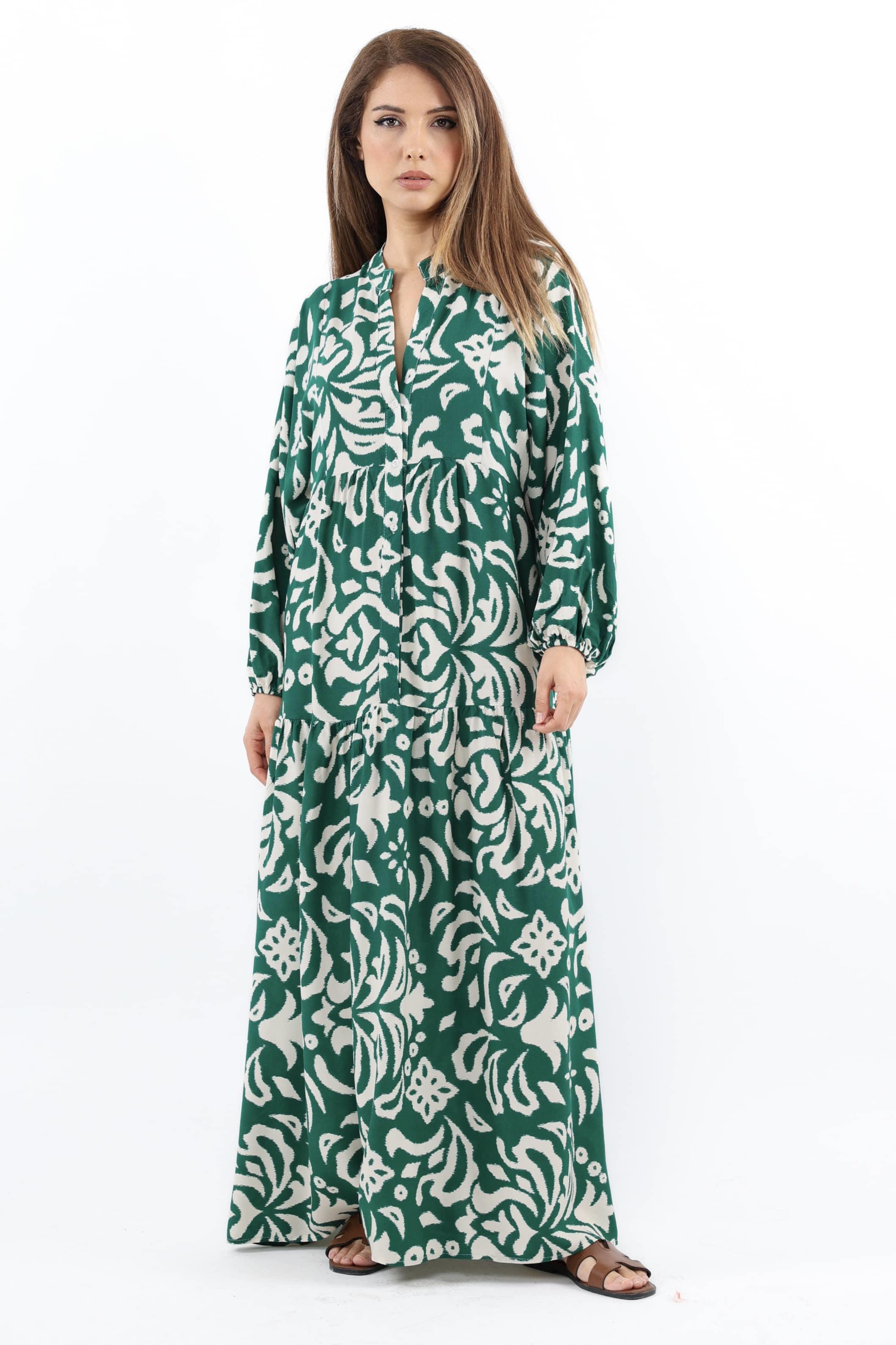 Prive Kadın Showy Zümrüt Yeşili %100 Viskon Maksi Boy Elbise