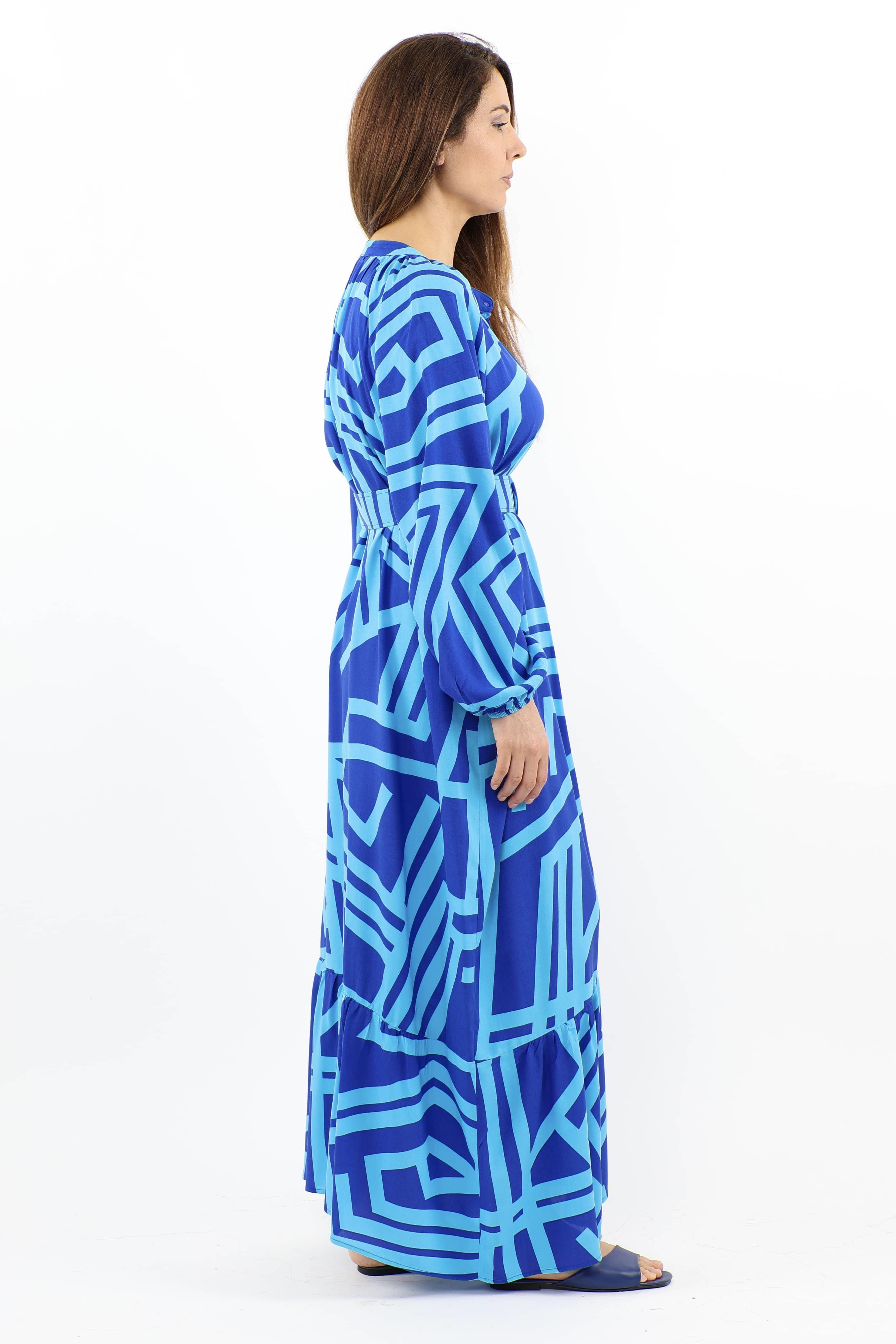 Prive Kadın Turn Turkuaz Kemerli %100 Viskon Yazlık Elbise