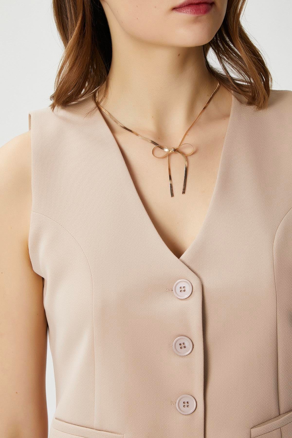 Ritnice Kadın Milena Astarlı  Açık Bej Yelek