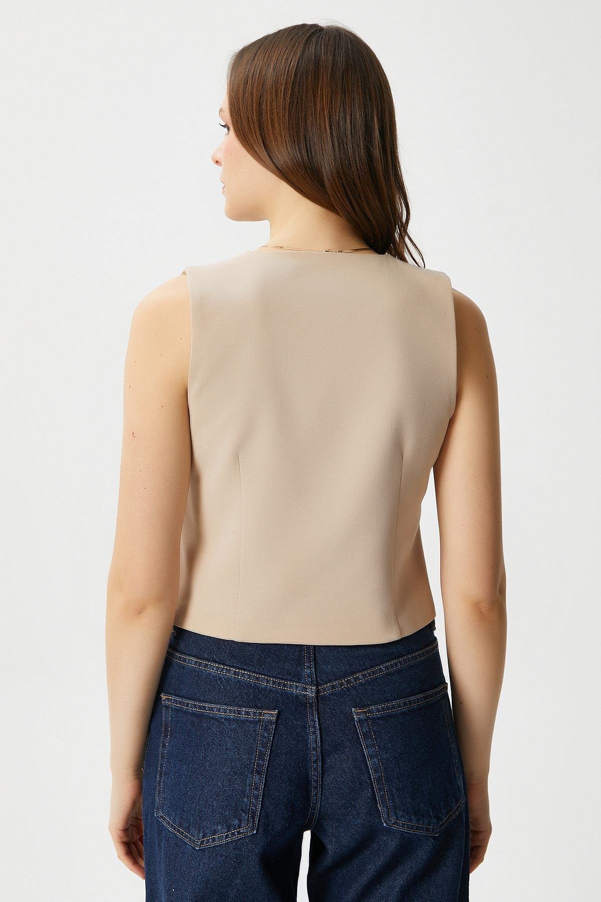 Ritnice Kadın Milena Astarlı  Açık Bej Yelek