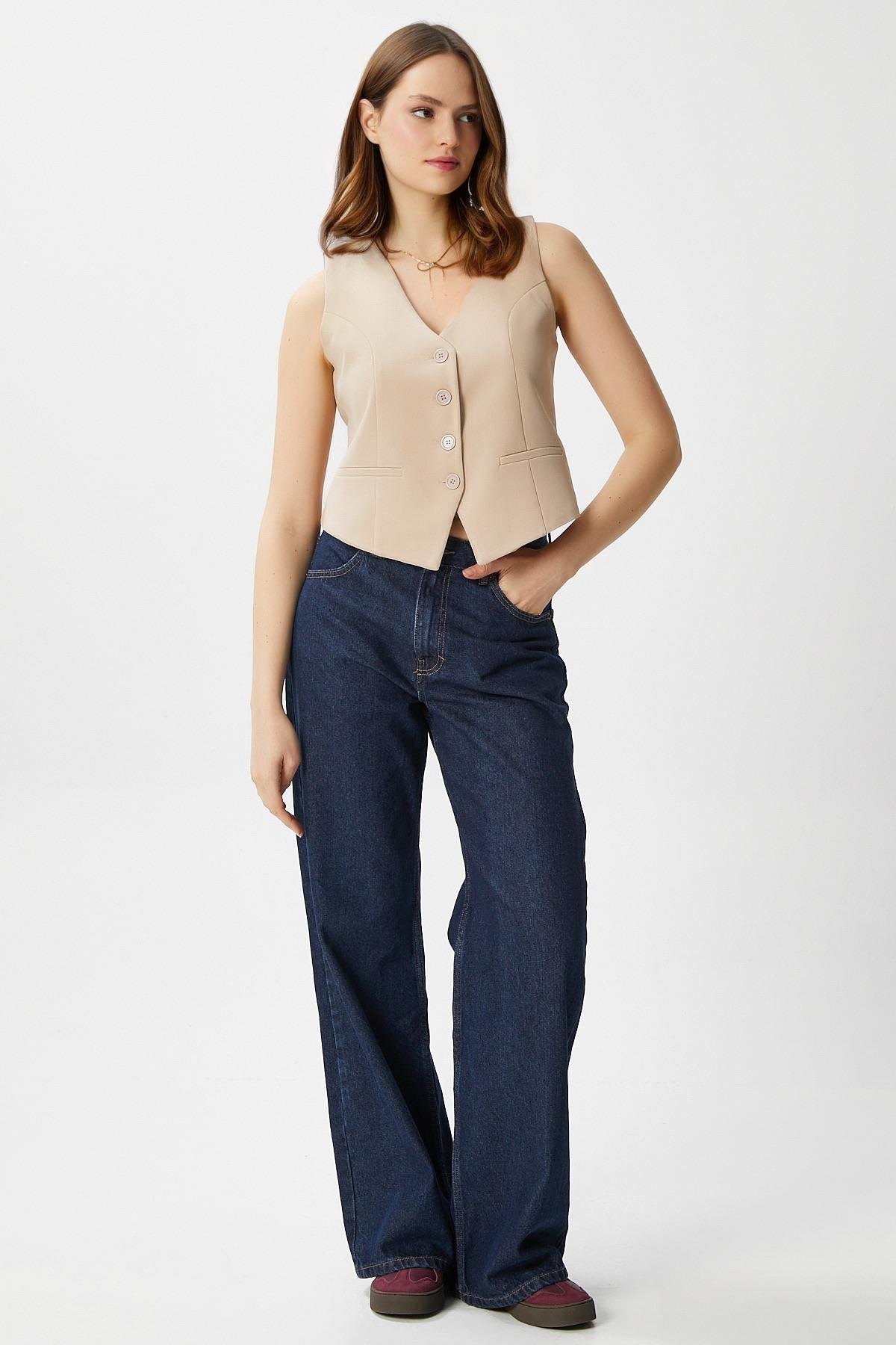 Ritnice Kadın Milena Astarlı  Açık Bej Yelek