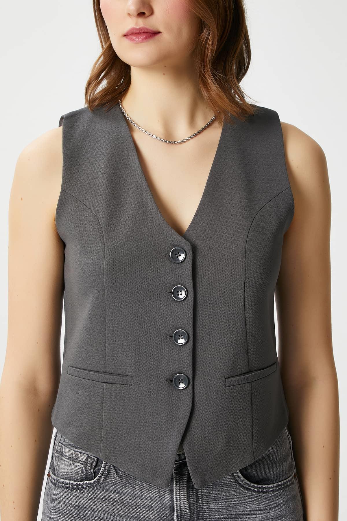 Ritnice Kadın Milena Astarlı  Antrasit  Yelek