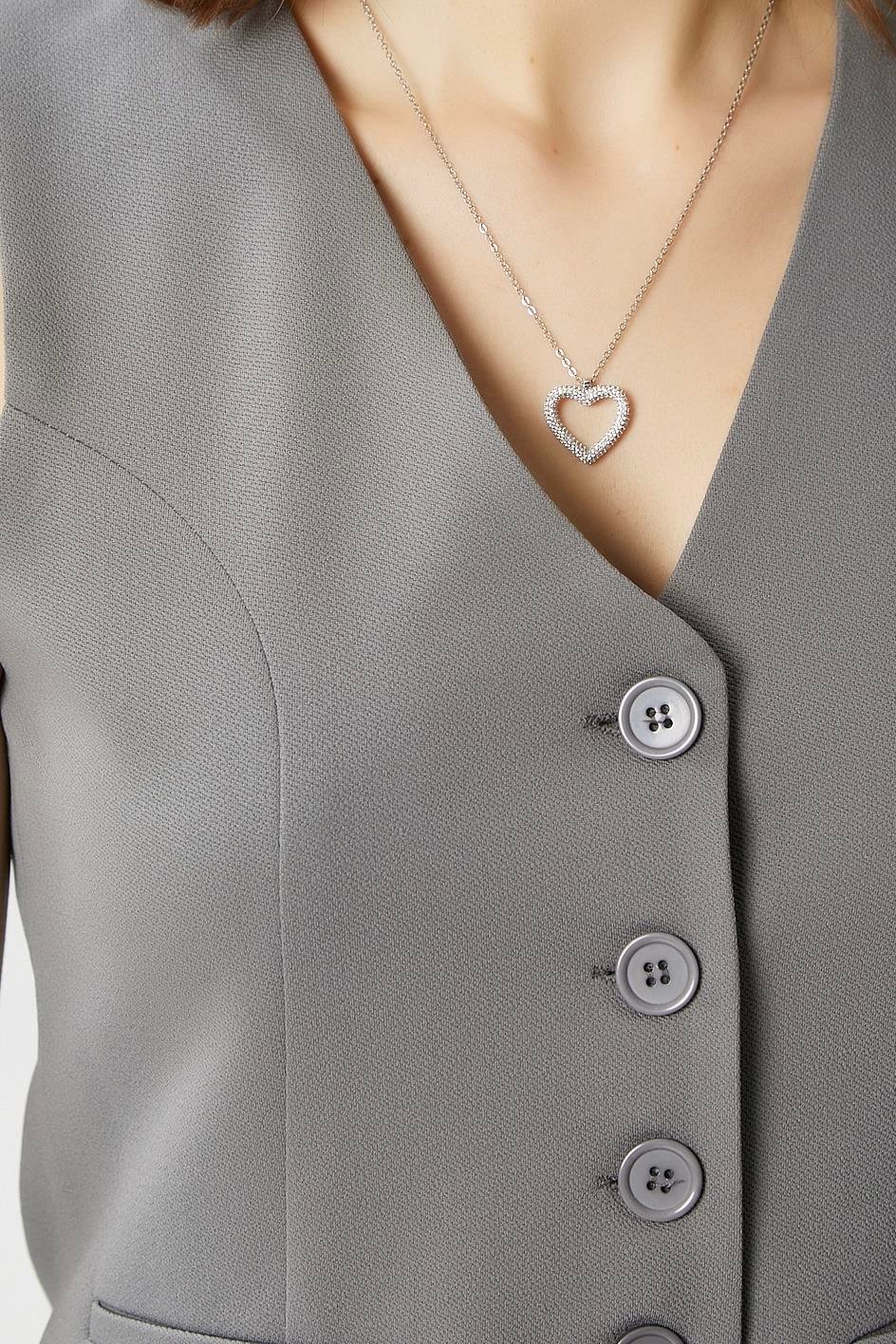 Ritnice Kadın Milena Astarlı Gri Yelek