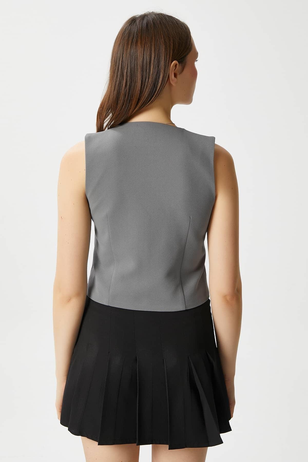 Ritnice Kadın Milena Astarlı Gri Yelek