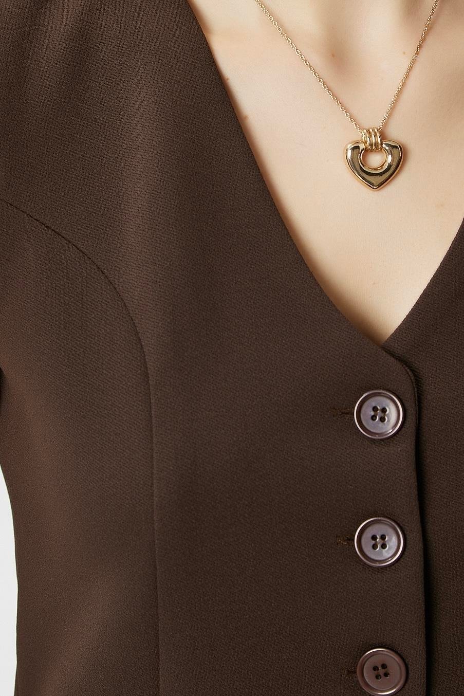 Ritnice Kadın Milena Astarlı  Kahverengi Yelek