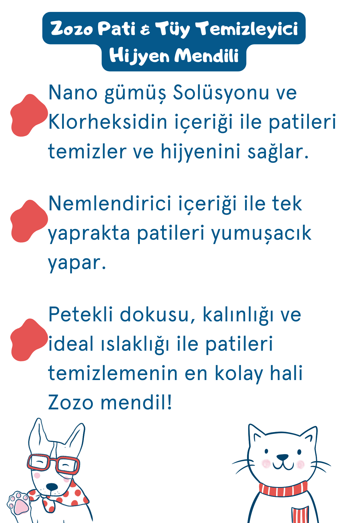 Zozo Cares Süper Hijyen Seti - Köpeklere Özel Pati Mendili ve Tüy Dökülme Karşıtı Köpük Kuru Şampuan