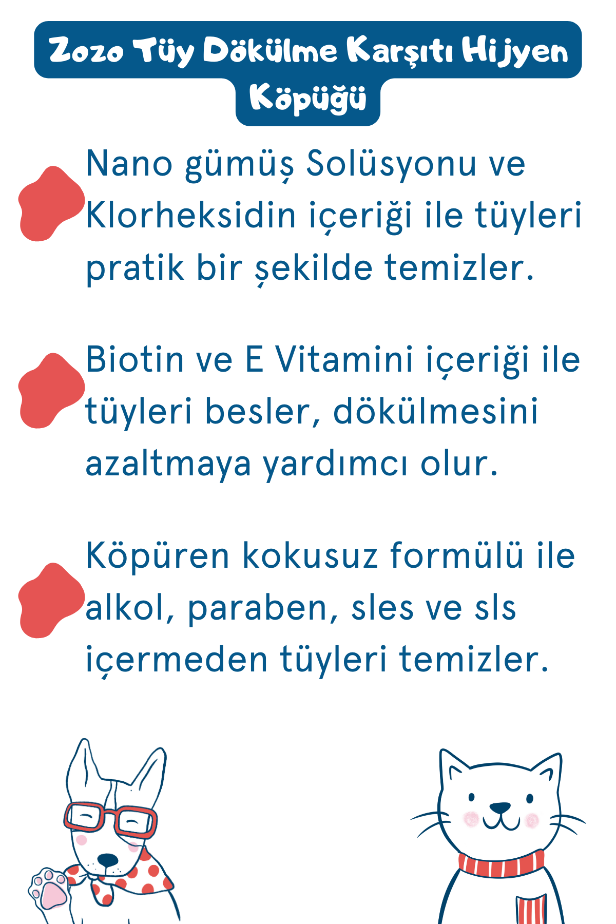 Zozo Cares Süper Hijyen Seti - Köpeklere Özel Pati Mendili ve Tüy Dökülme Karşıtı Köpük Kuru Şampuan