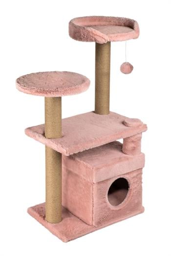 Dubex 53x86x111 cm Kedi Oyun Evi ve Tırmalama Platformu Pembe