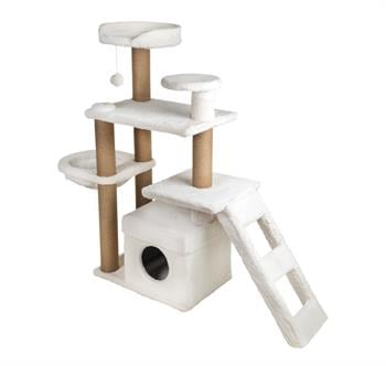 Dubex 55x160x124 cm Kedi Oyun Evi ve Tırmalama Platformu Beyaz