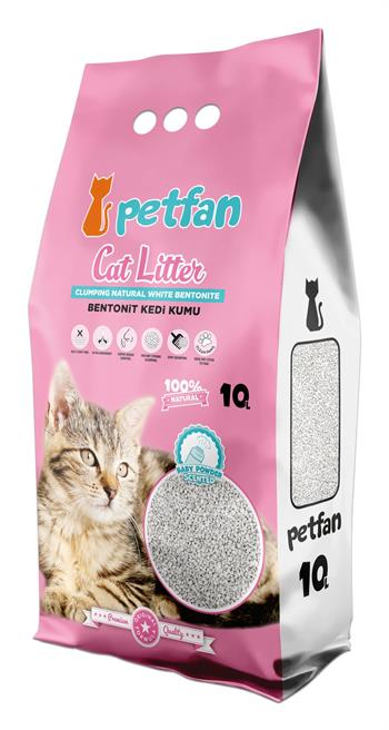 Petfan Bentonit Topaklanan Bebek Pudralı Kedi Kumu 10 Lt