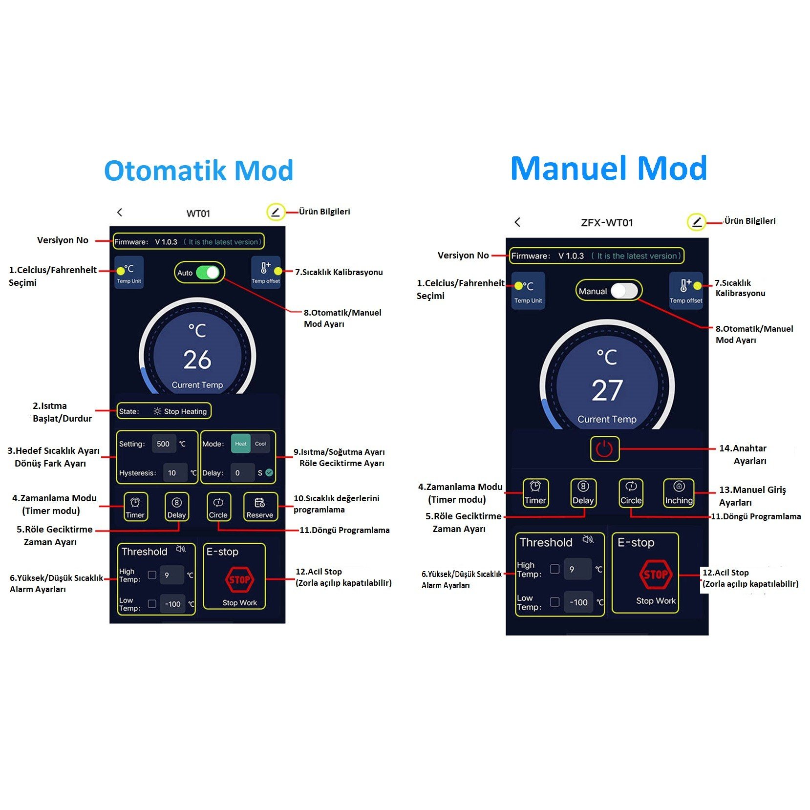25 Adet Yate10 Smart Wifi 220V 30A Termostat/ Timer