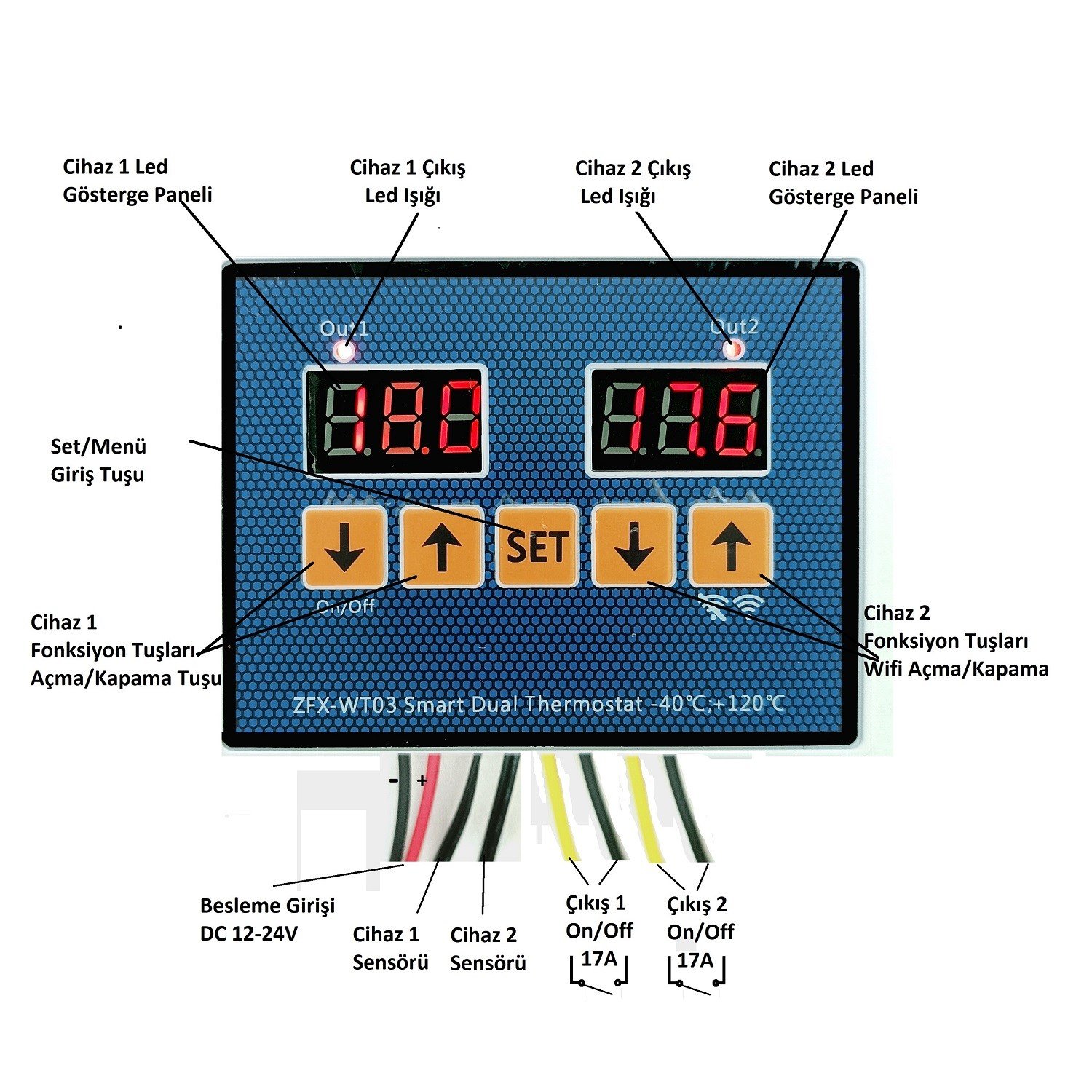 25 Adet Yate10 WT-03 Dual Smart 12/24/220v Akıllı WİFİ Termostat/Timer