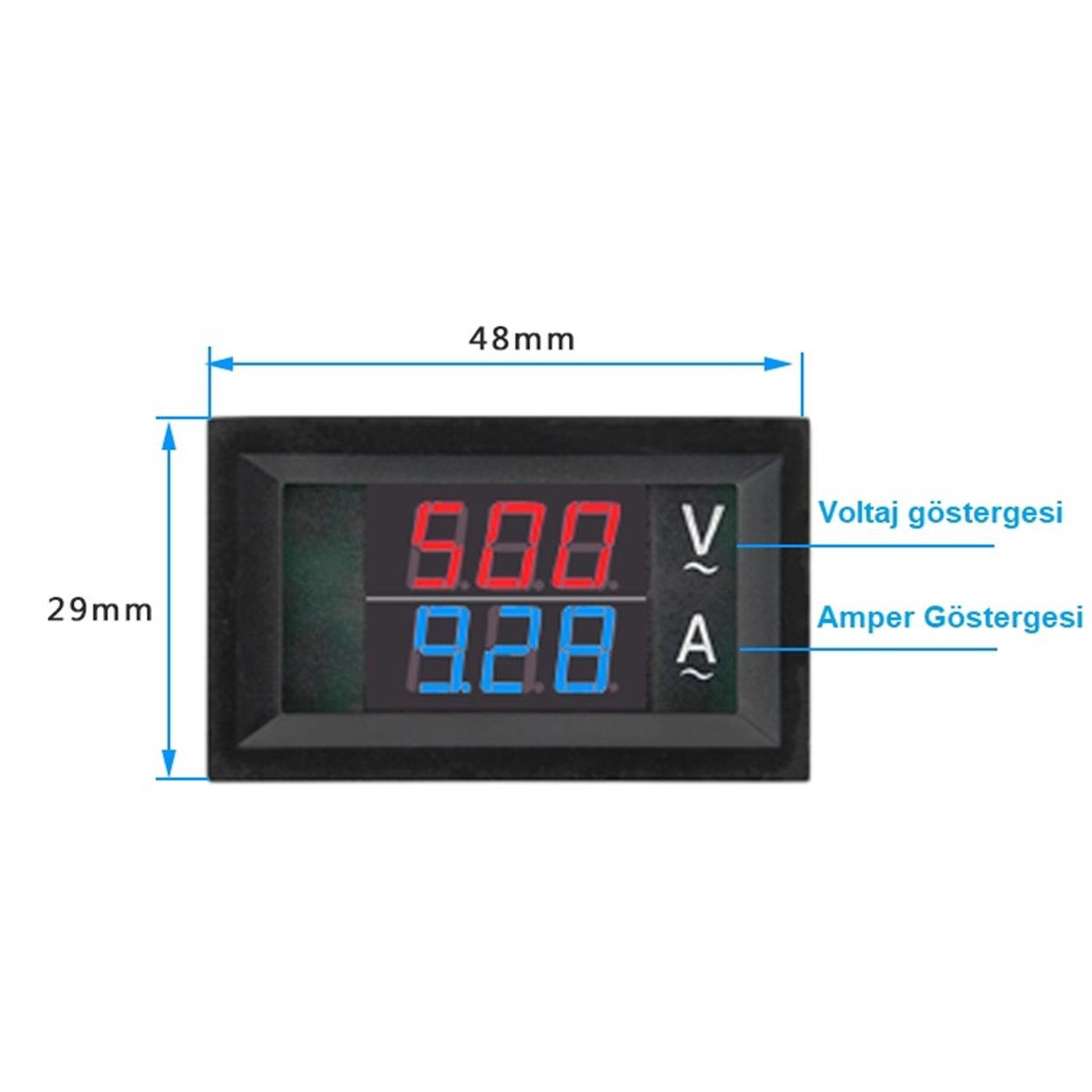Dijital Trafolu Volt-Ampermetre 50-400Volt 0-50Amper 