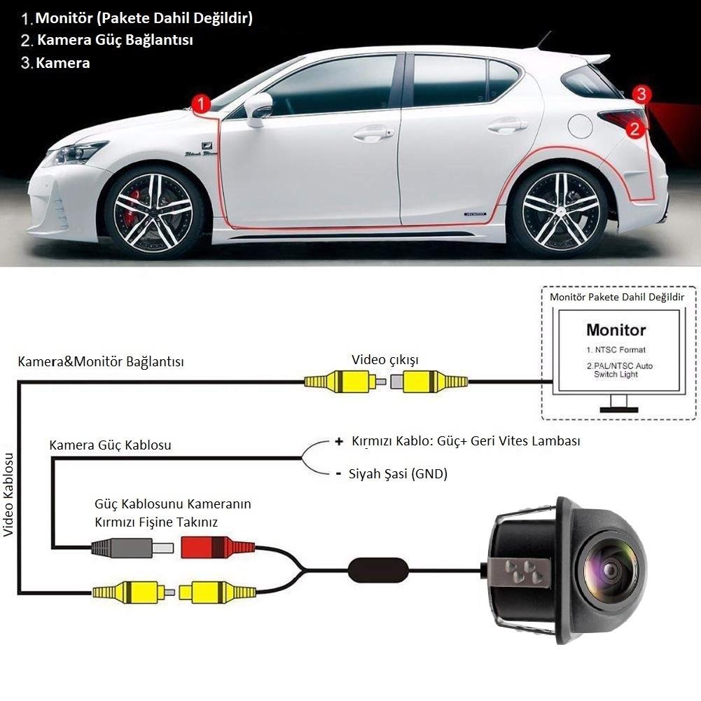 FIATEXTRA Geniş Açı HD Dinamik Hareketli Çizgili Trajectory Tecnology Arka Görüş Kamerası