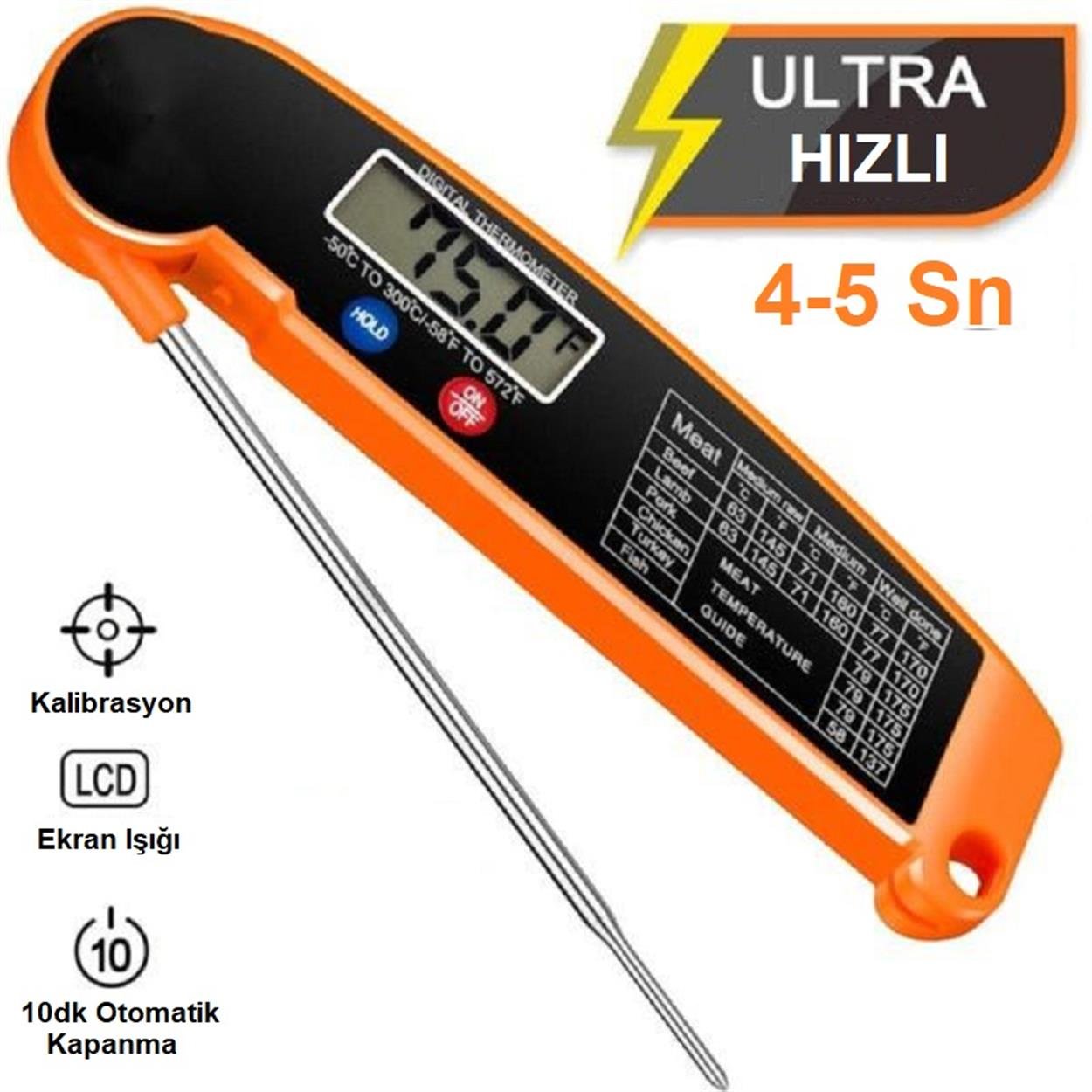 Katlanır Dijital Şiş Termometre -50+300C 