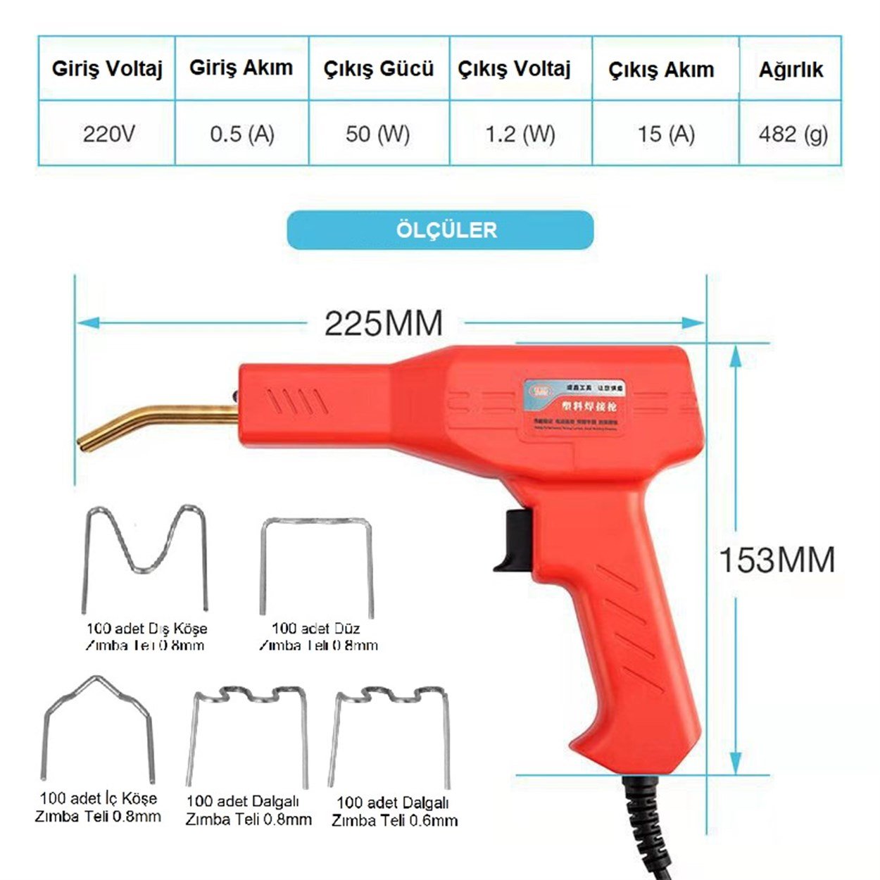 Plastik Zımba Teli Kaynak Makinası 50W/220V+500 Adet Tel