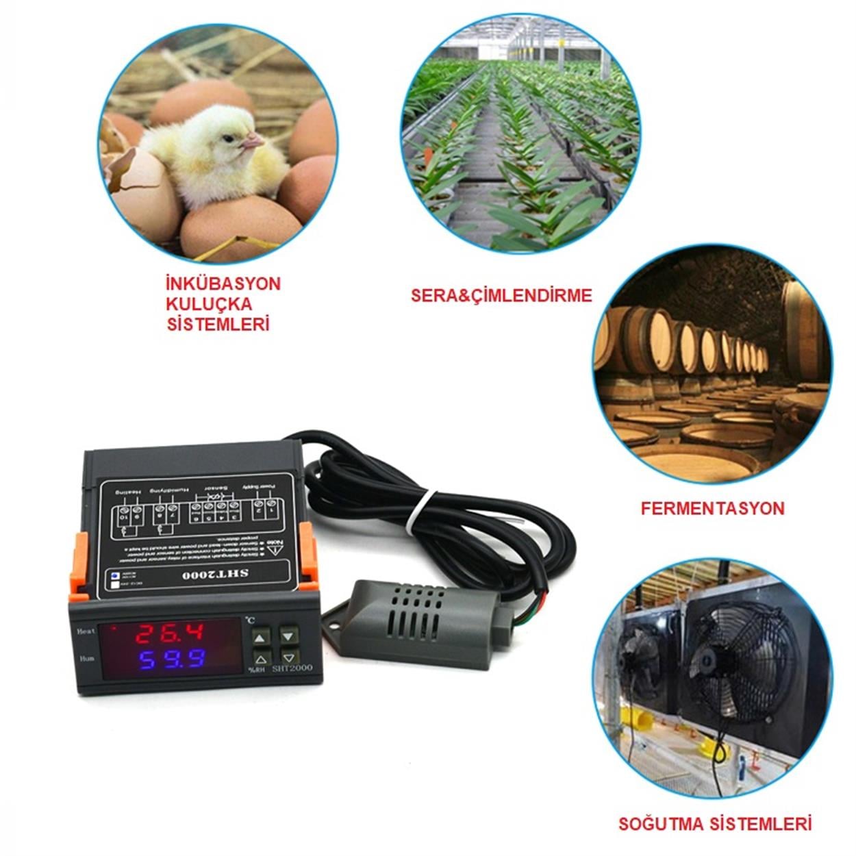 SHT2000 220v 10A Isı ve Nem Kontrolörü