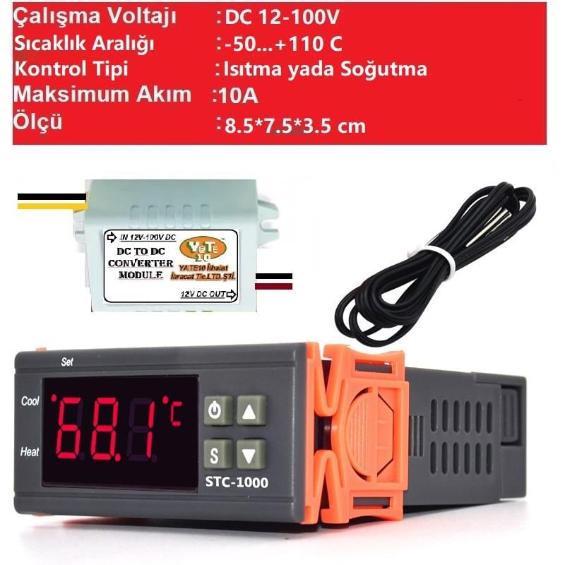 STC-1000 DC12-100V 10A Güneş Paneli Termostatı