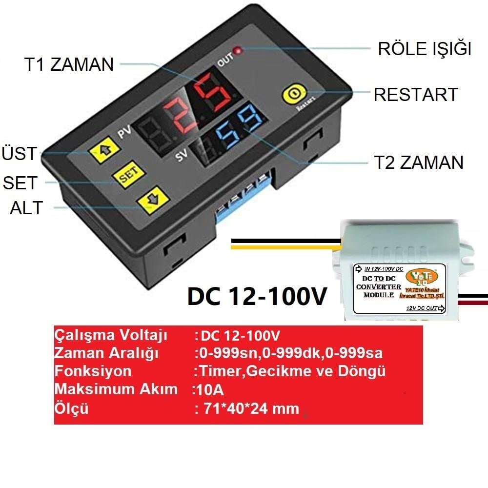 T3230 DC12-100V 10A GÜneş Paneli Zaman Rölesi