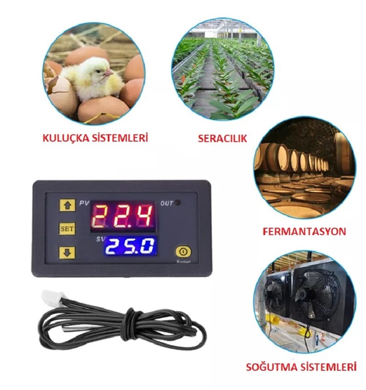 W3230 12v Dijital Termostat Kuluçka Makinalarına Uygun Hassas