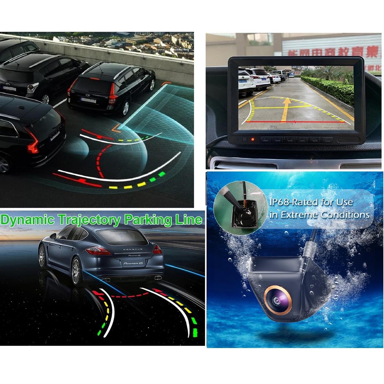 Yate10 Dinamik Hareketli Çizgili  Trajectory Tecnology Geniş Açı Arka Görüş Kamerası