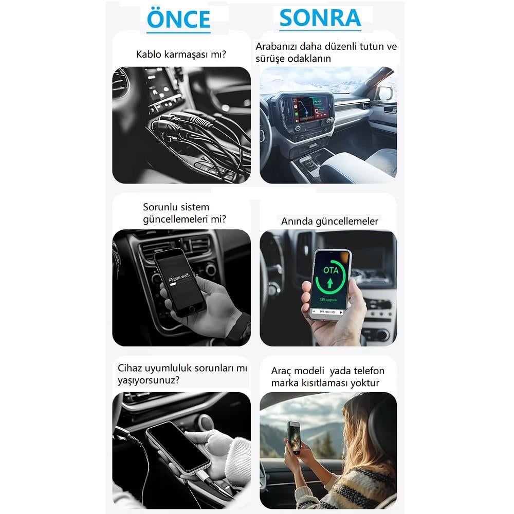 Yate10 Kablosuz Android Auto/Car Play USB Dongle