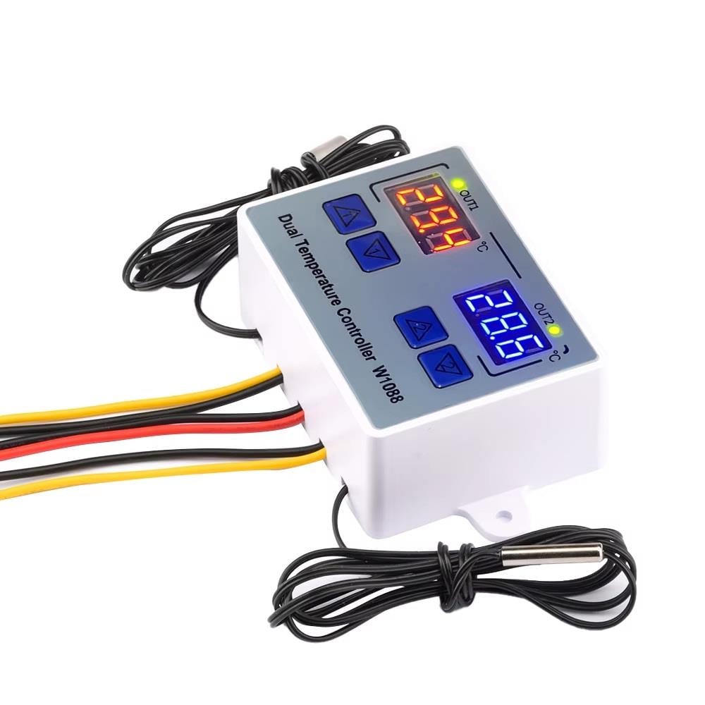 Yate10 W1088 AC 220V 10A Çift Kontrollü Termostat 