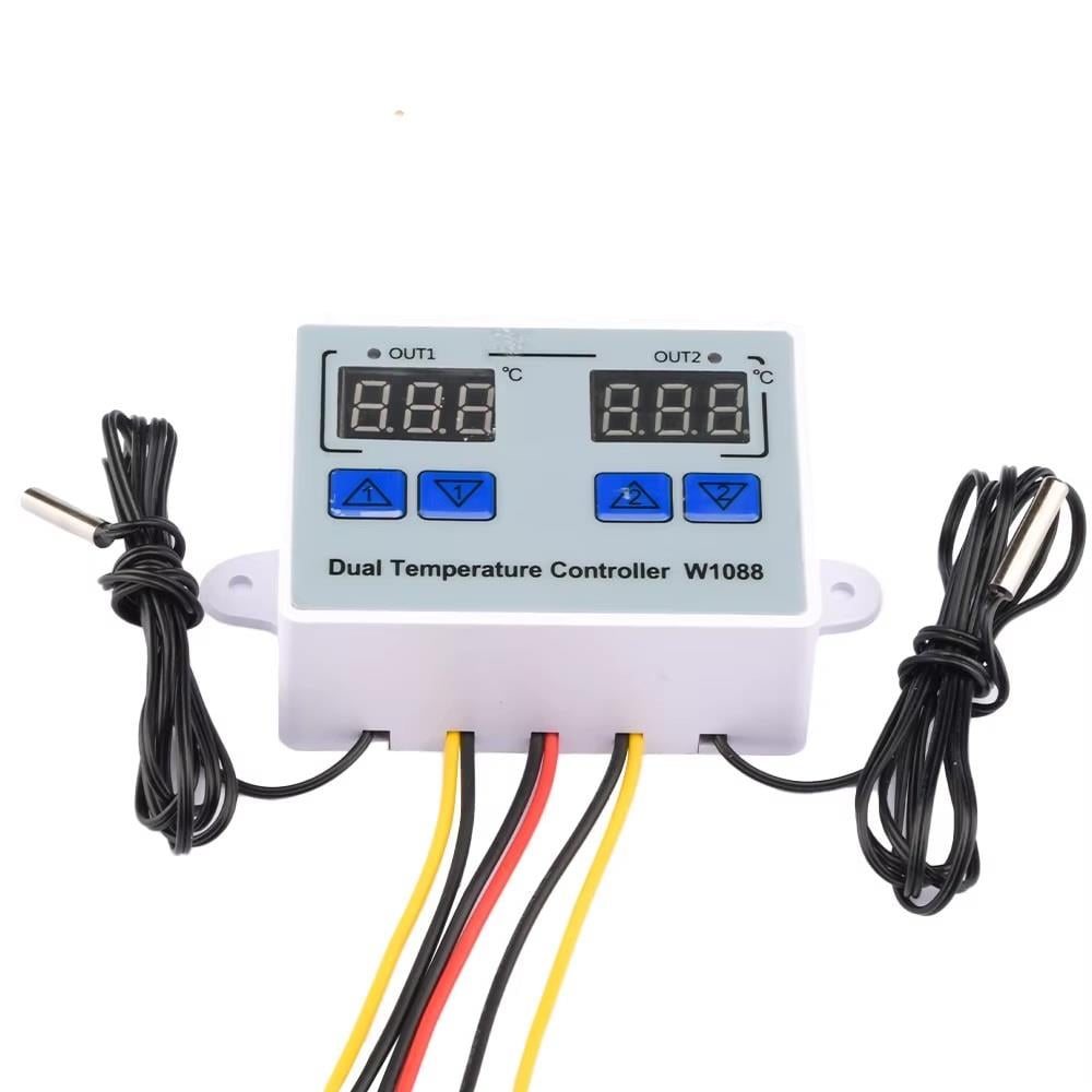 Yate10 W1088 AC 220V 10A Çift Kontrollü Termostat 
