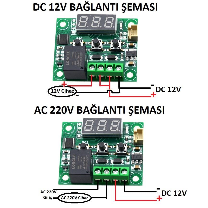 Yate10 W1209 12V 10A Hassas Termostat 